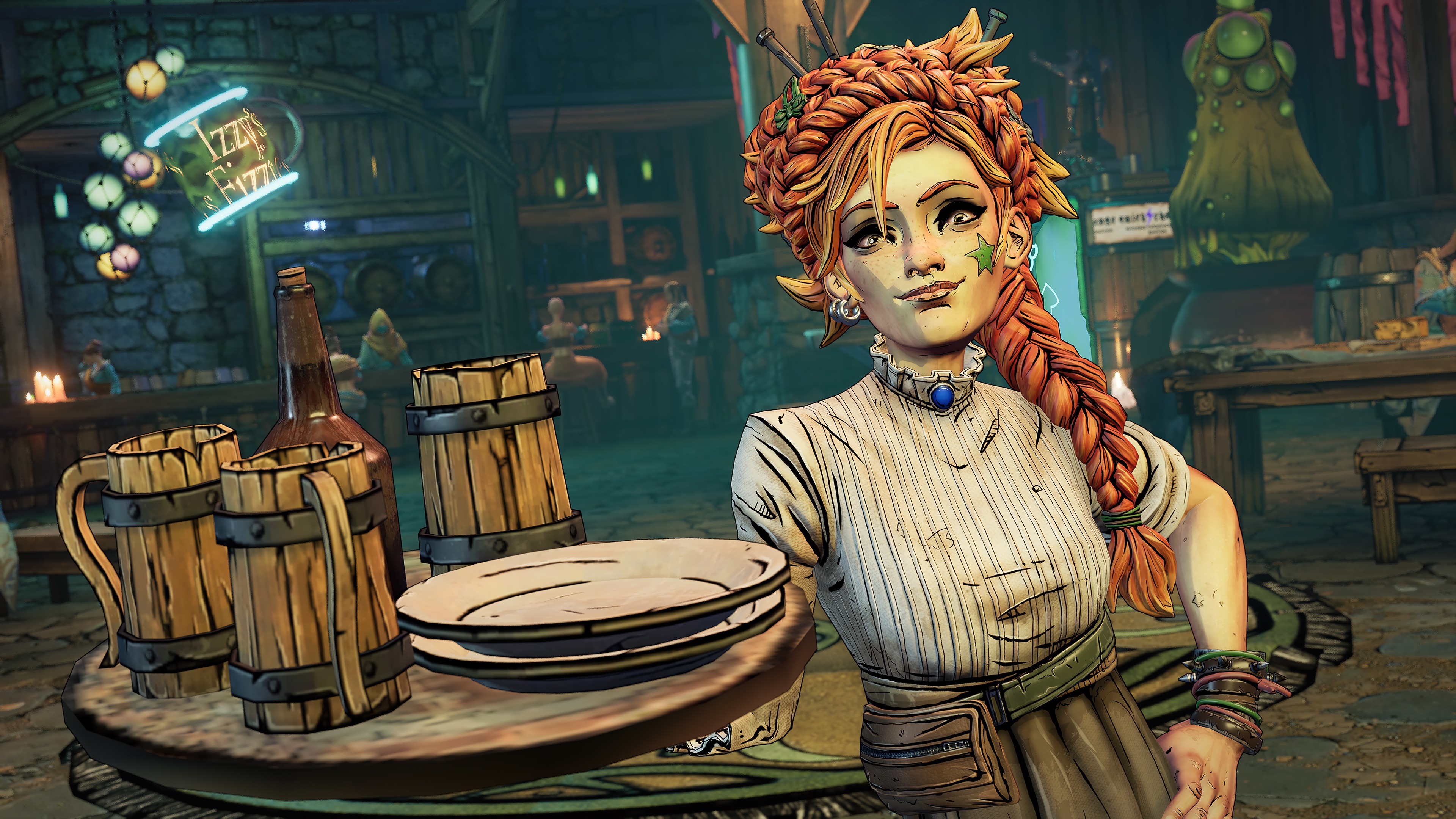 Tiny Tina's Wonderlands character in a tavern HD Wallpaper