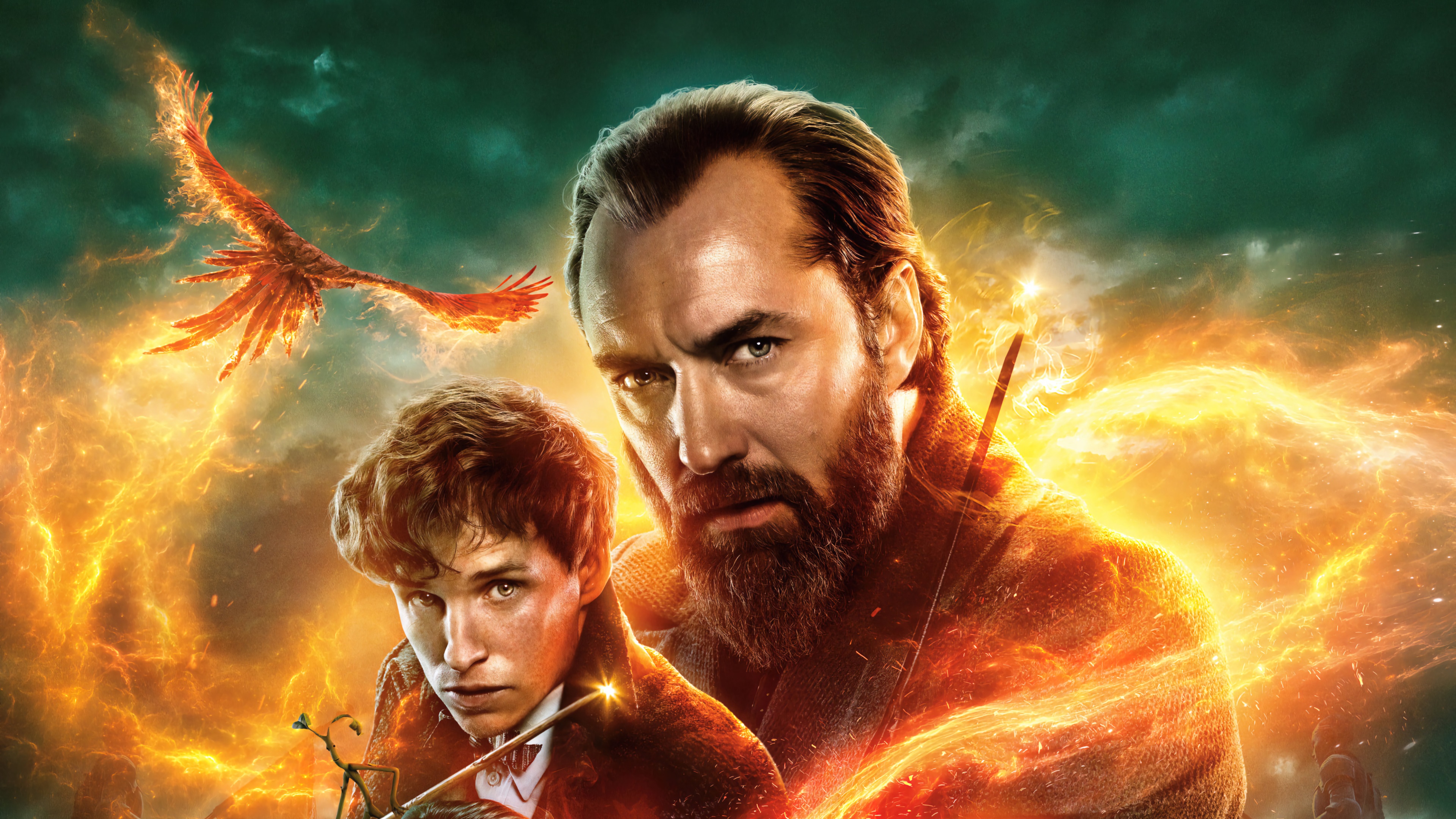 Newt Scamander and Albus Dumbledore from Fantastic Beasts 4K HD Wallpaper