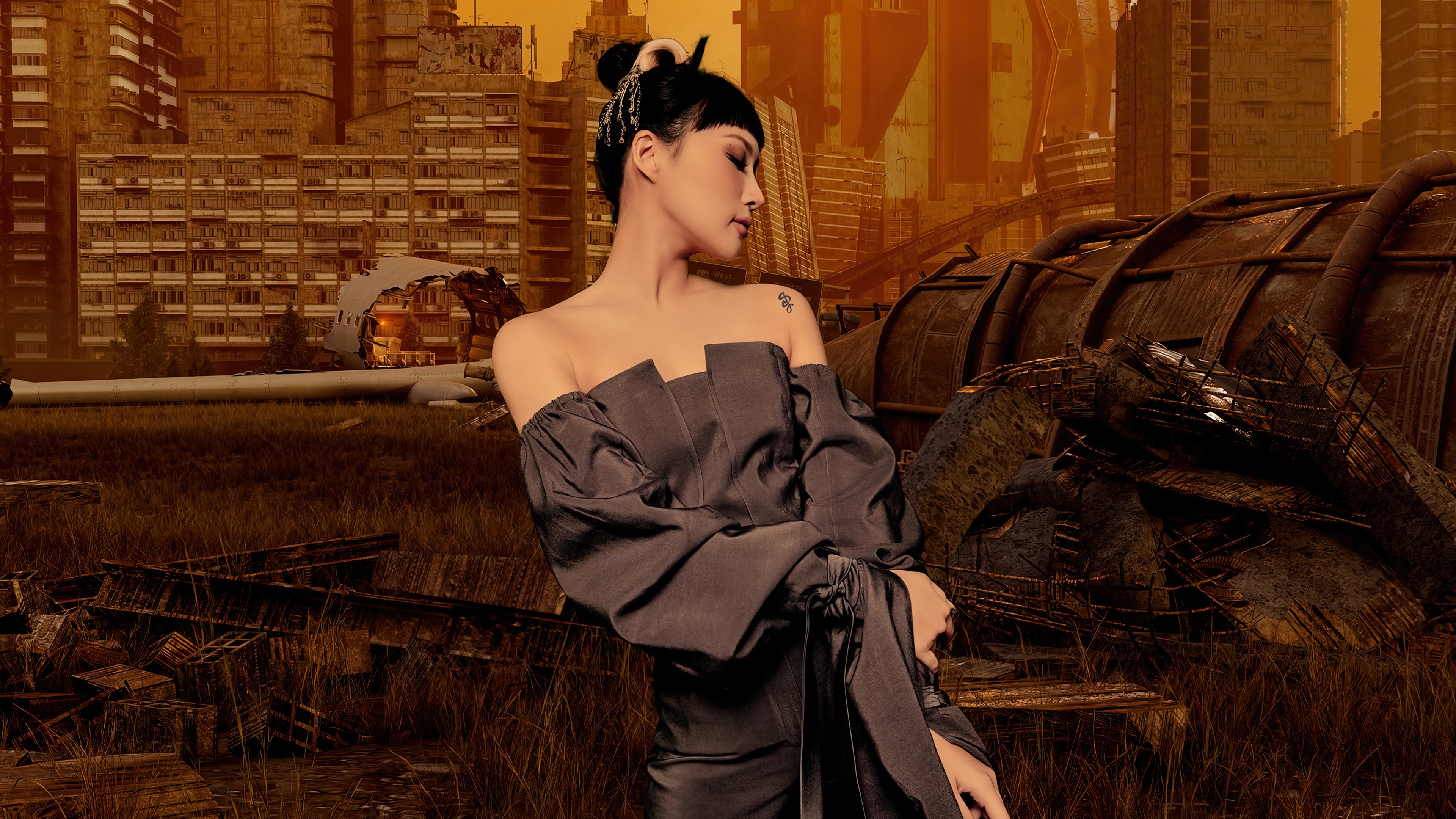 Siyeon from Dreamcatcher in an apocalyptic setting HD Wallpaper