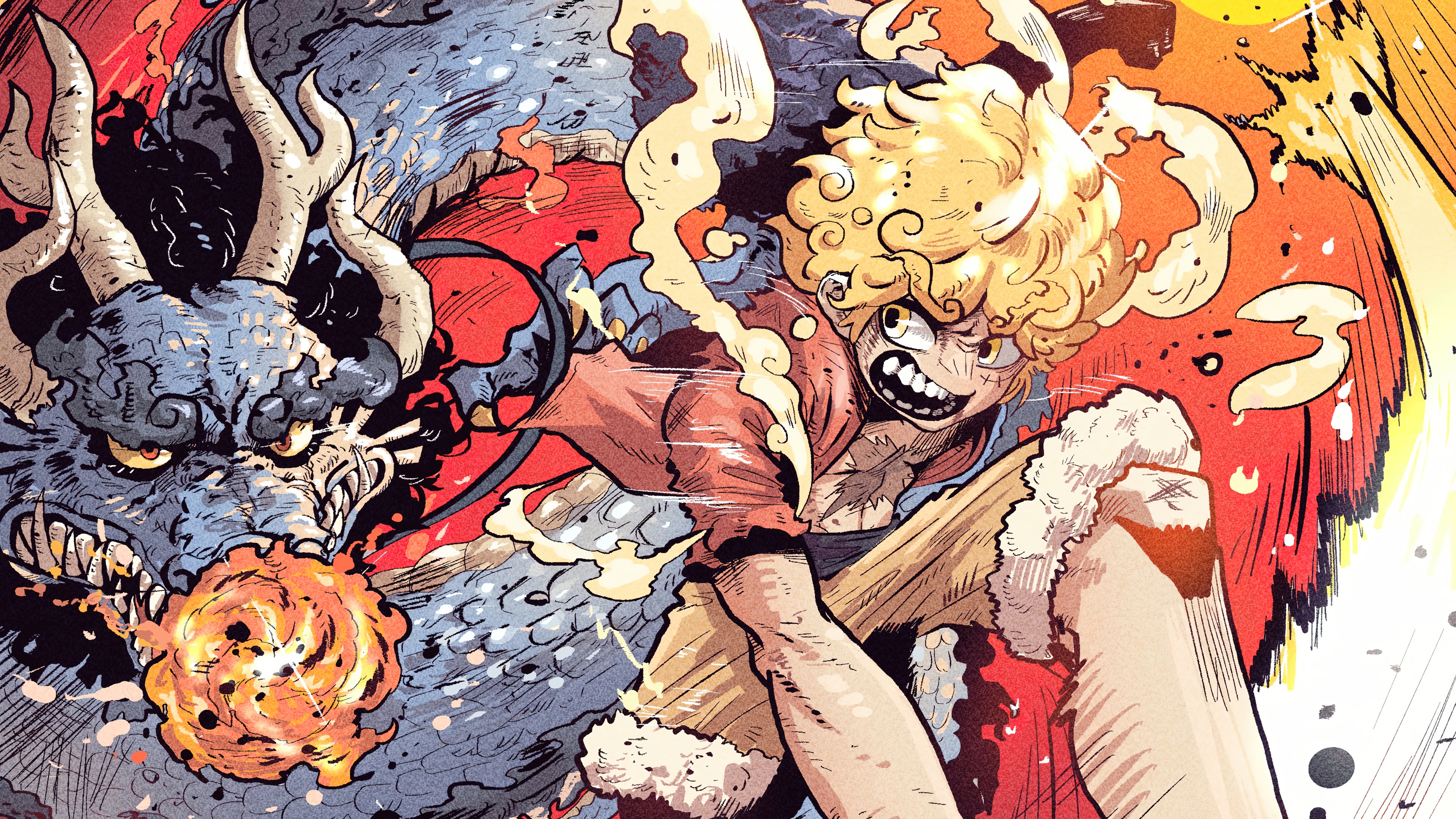 Monkey D. Luffy as Sun God Nika in Gear 5 from One Piece 4K HD Wallpaper