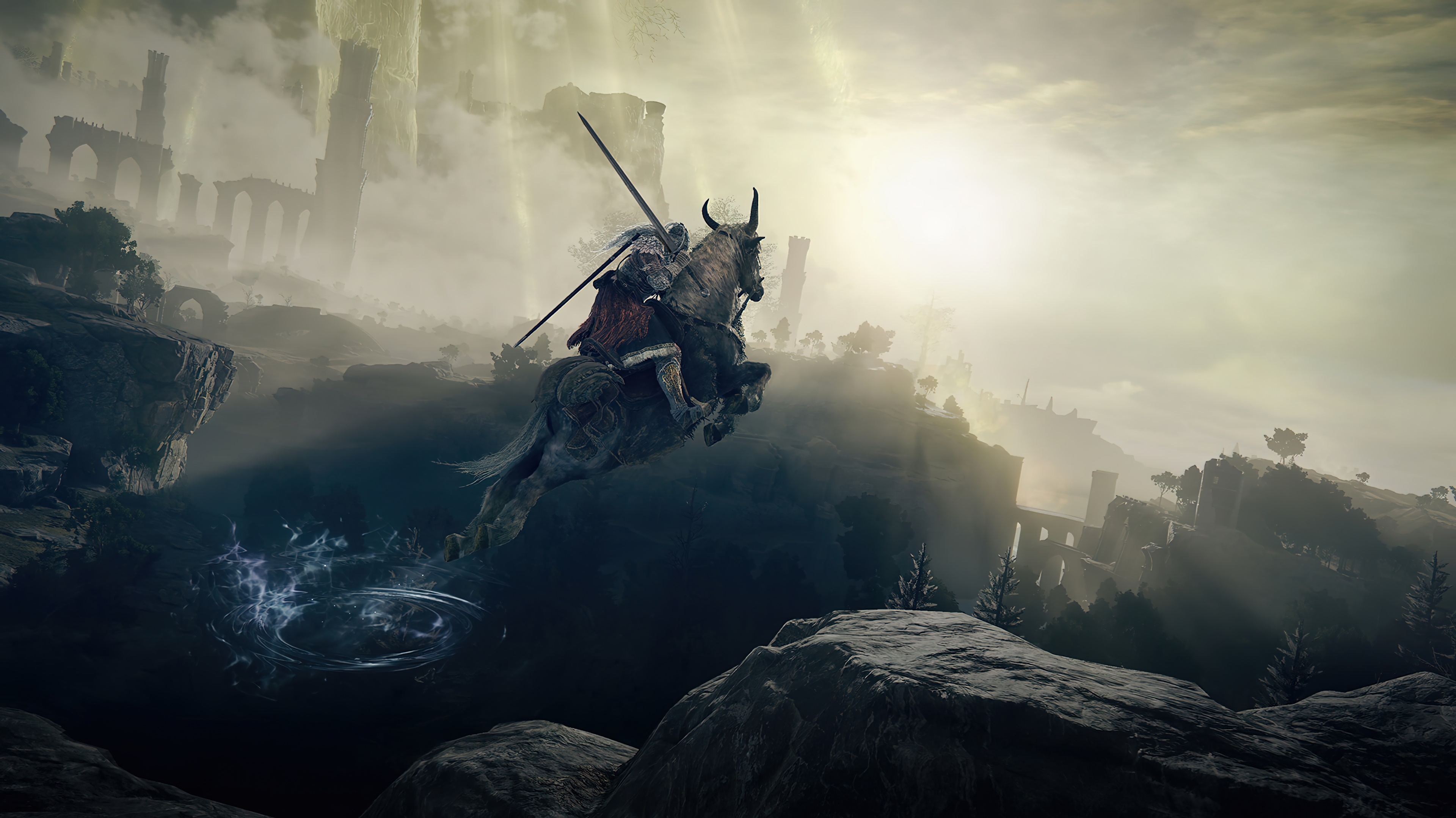 Elden Ring knight on horse jumping 4K HD Wallpaper