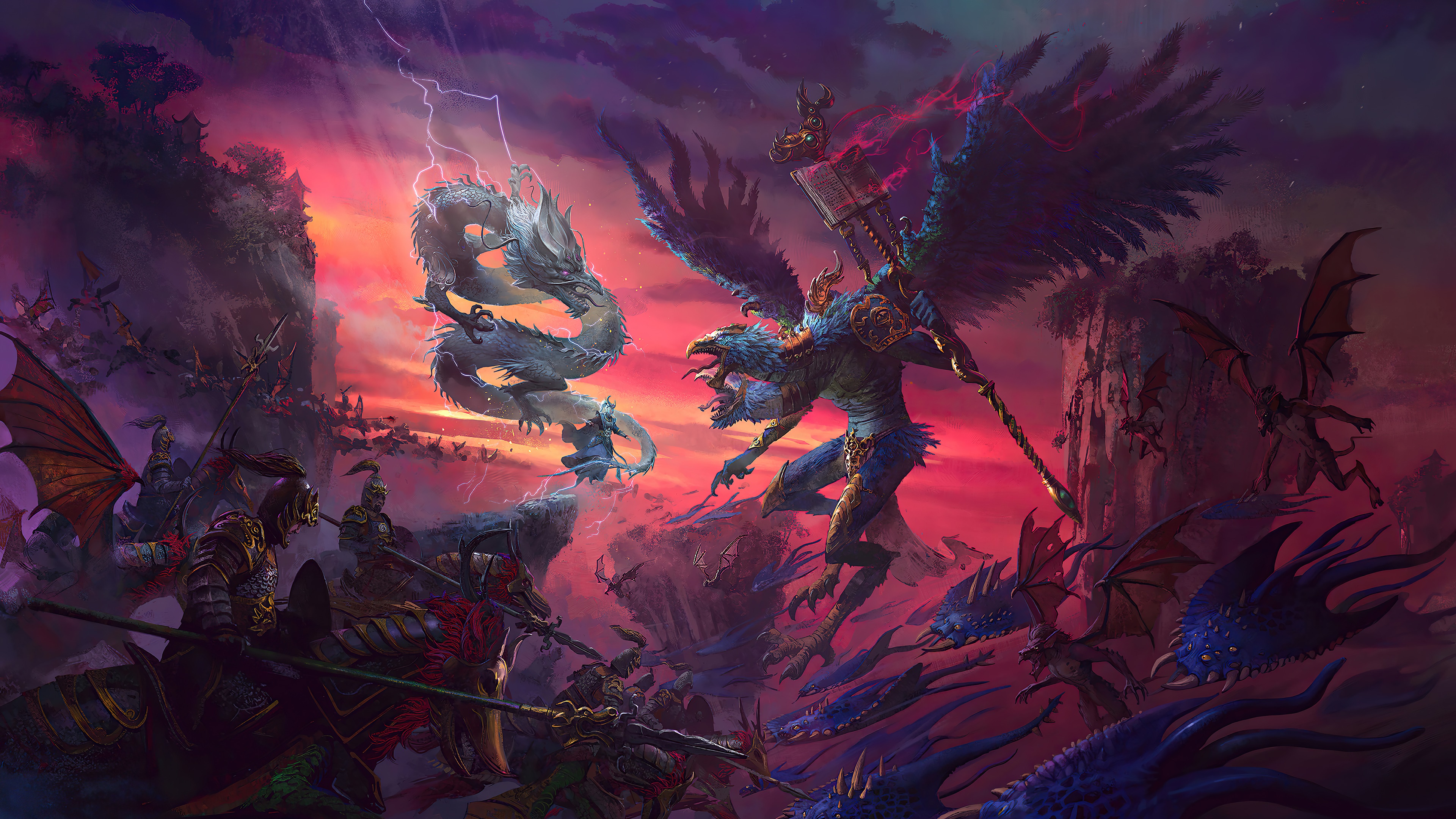 Total Warhammer III Grand Cathay Dragon vs Kairos HD Wallpaper