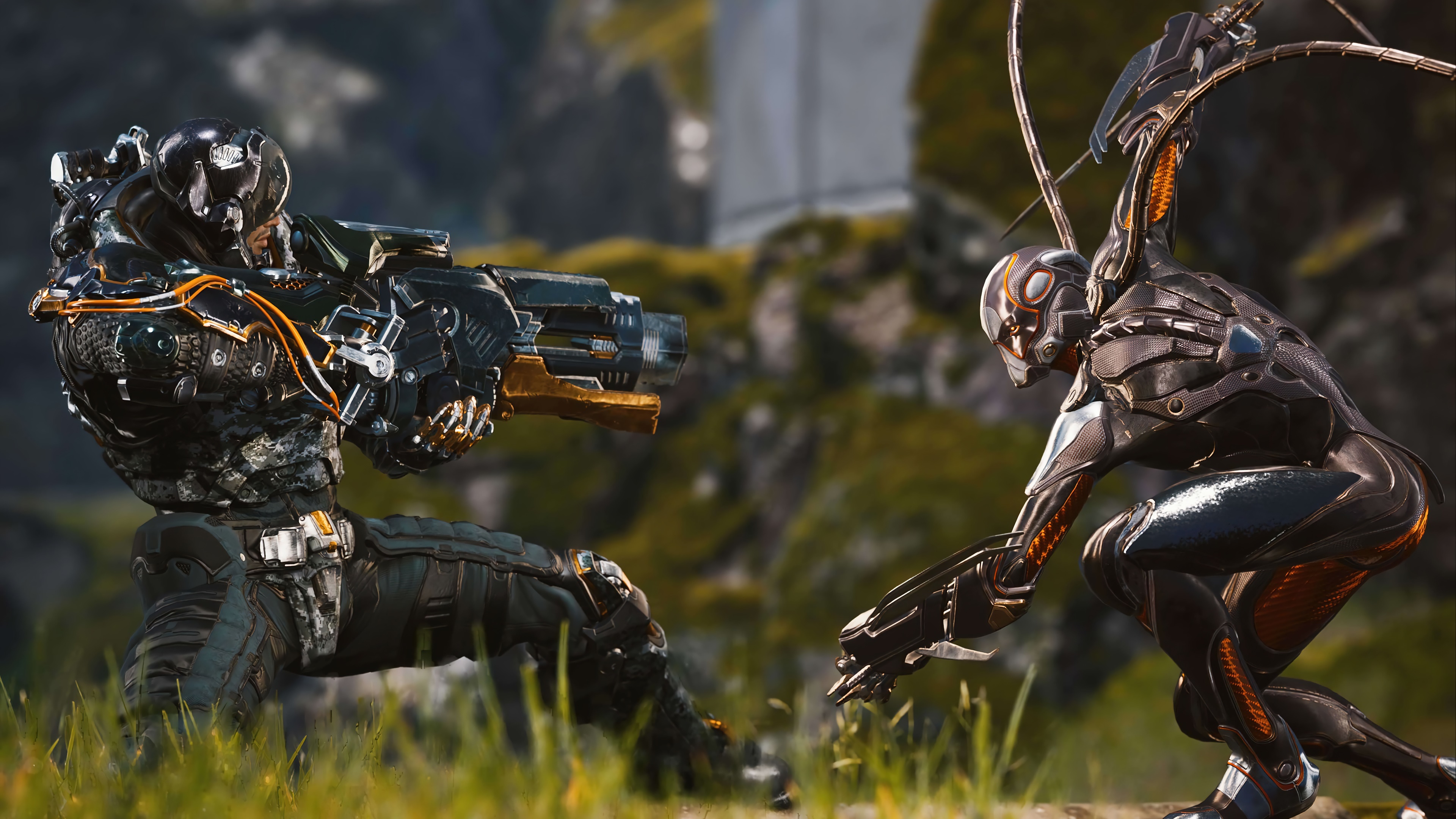Overprime game characters Scud and Kayla 4K HD Wallpaper