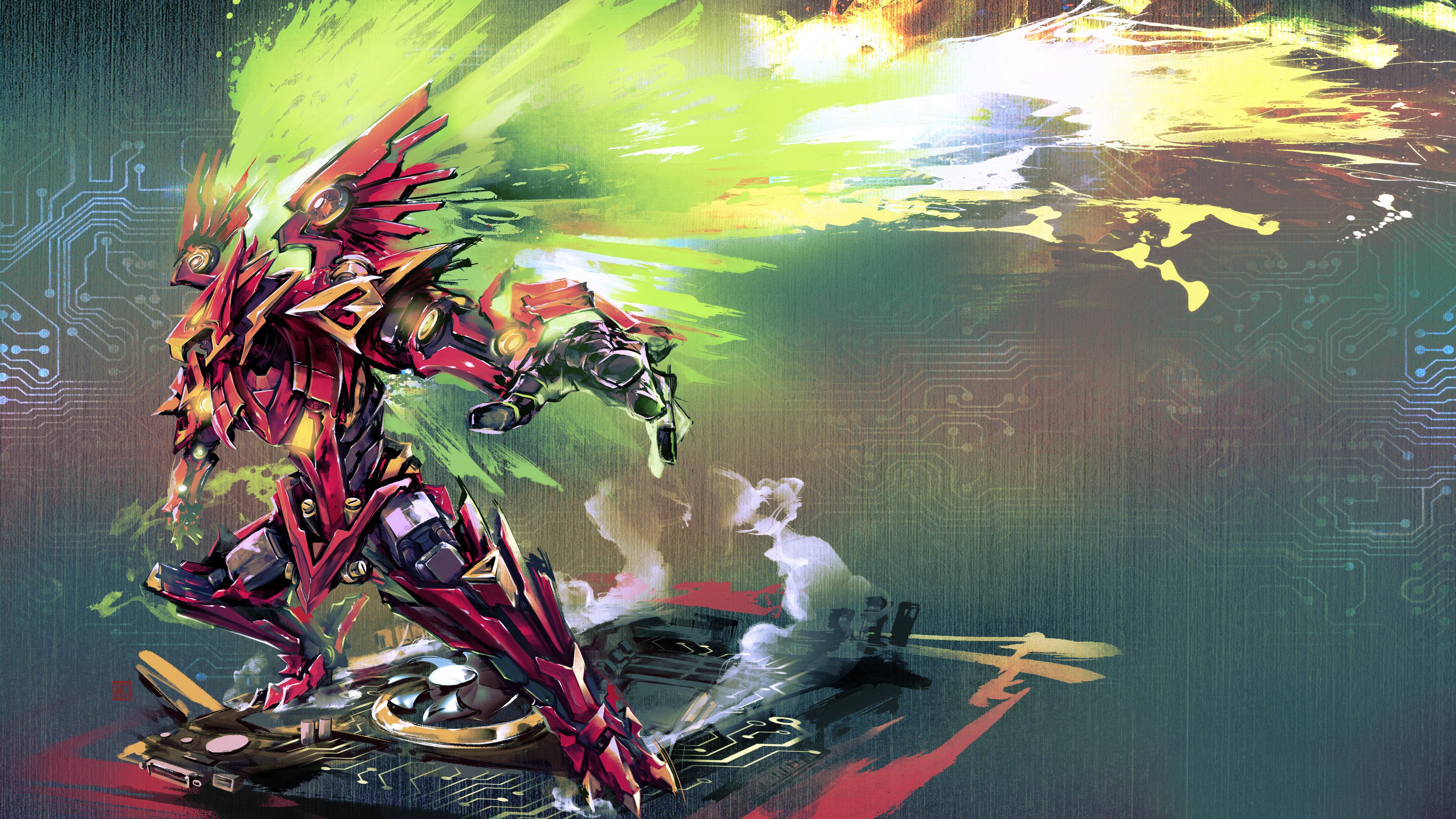 Aorus Mecha with Green Energy Blast HD Wallpaper