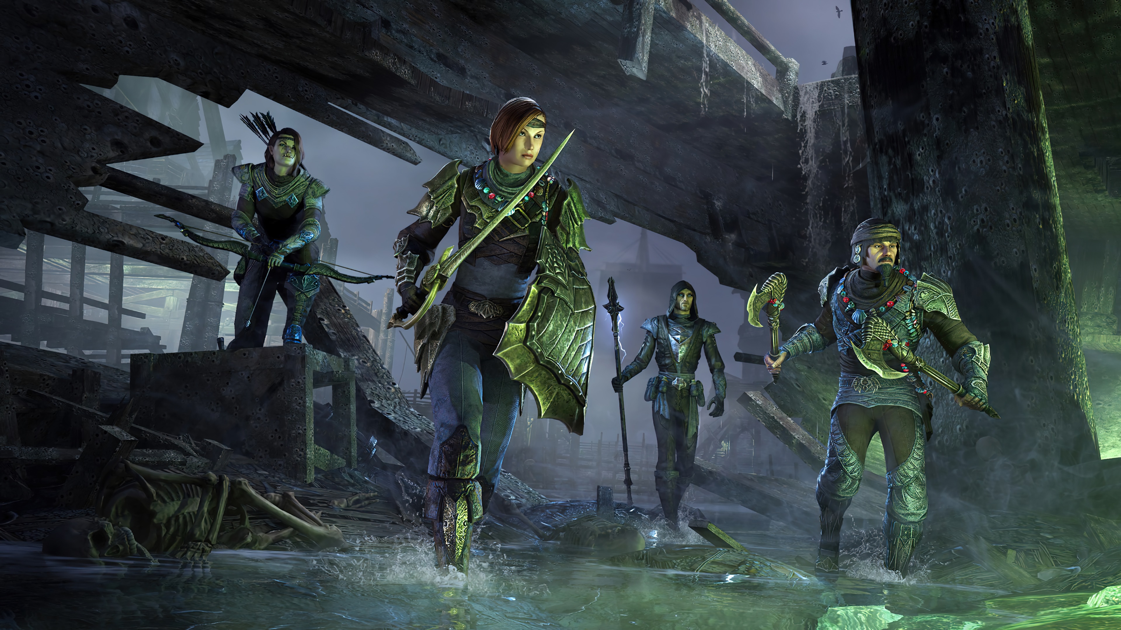 The Elder Scrolls Online party in ruins HD Wallpaper