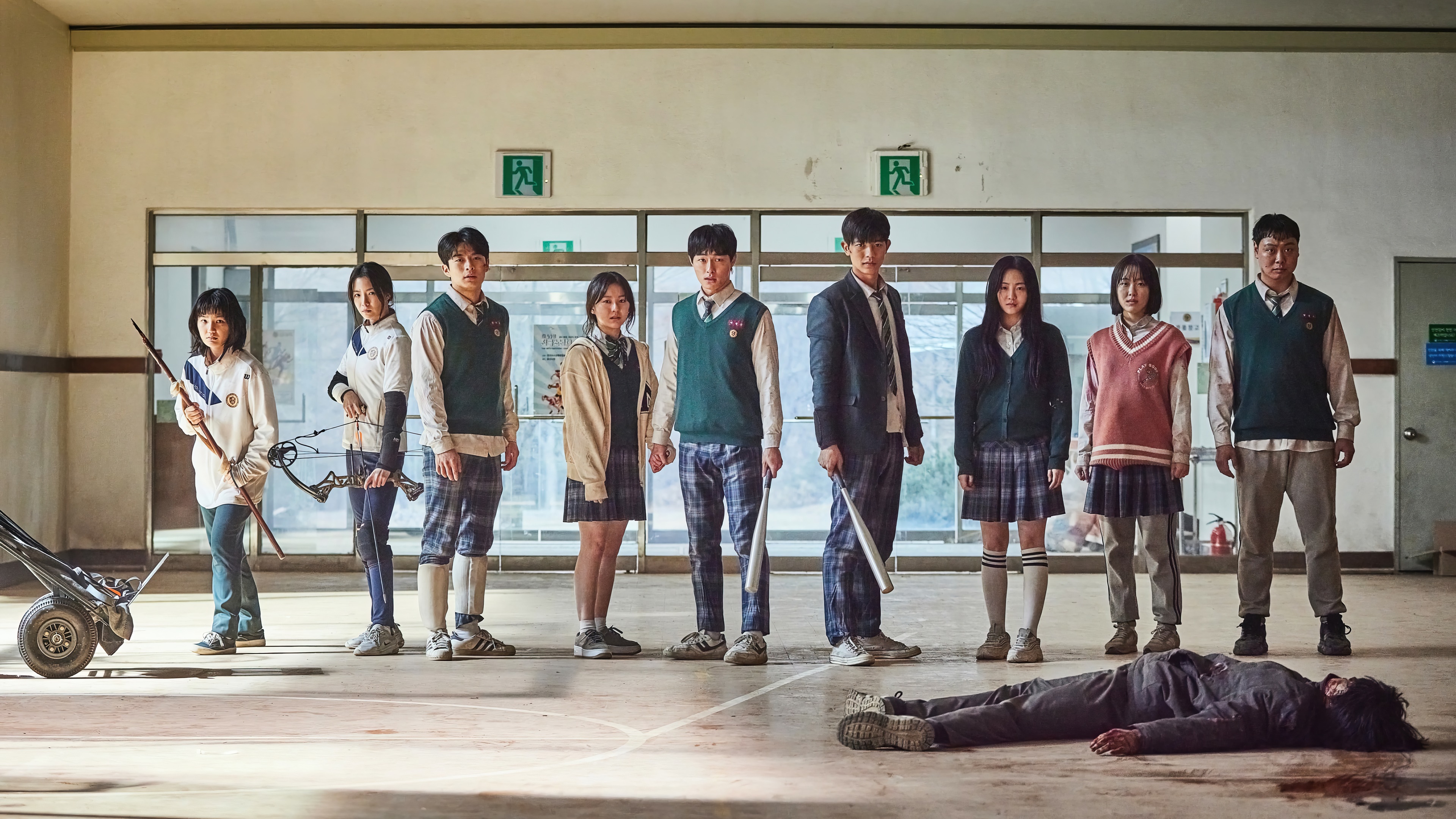 All of Us Are Dead characters in school gymnasium 4K HD Wallpaper