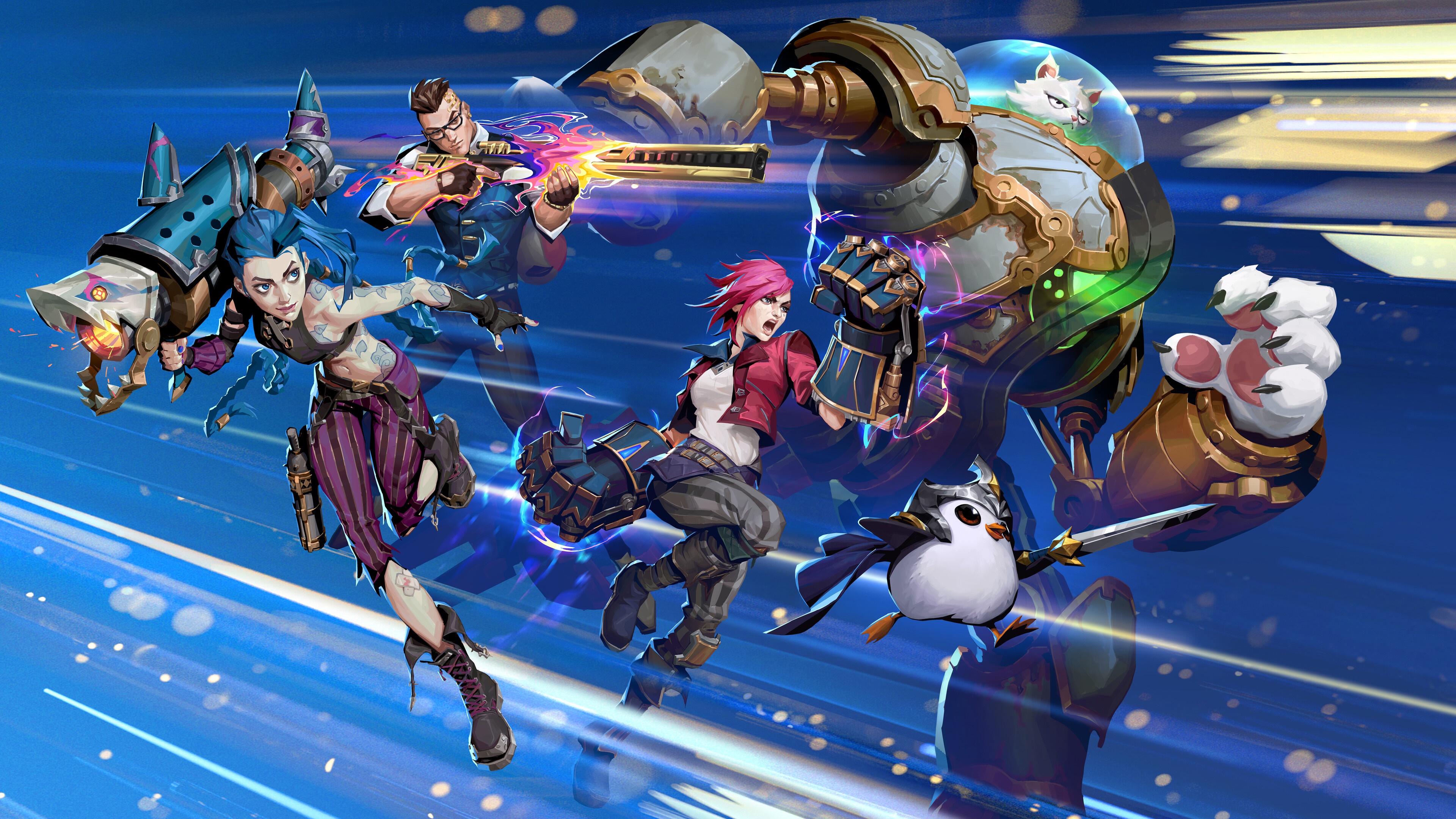 Jinx, Vi, and Chamber from Arcane in 4K HD Wallpaper