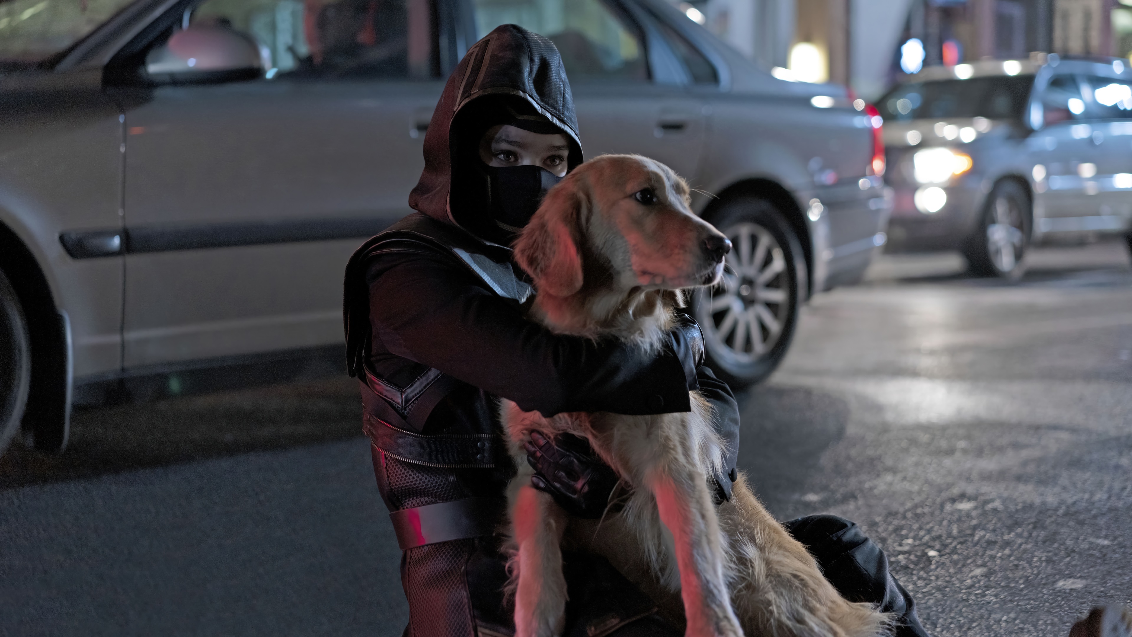 Kate Bishop from Hawkeye holding a dog 4K HD Wallpaper