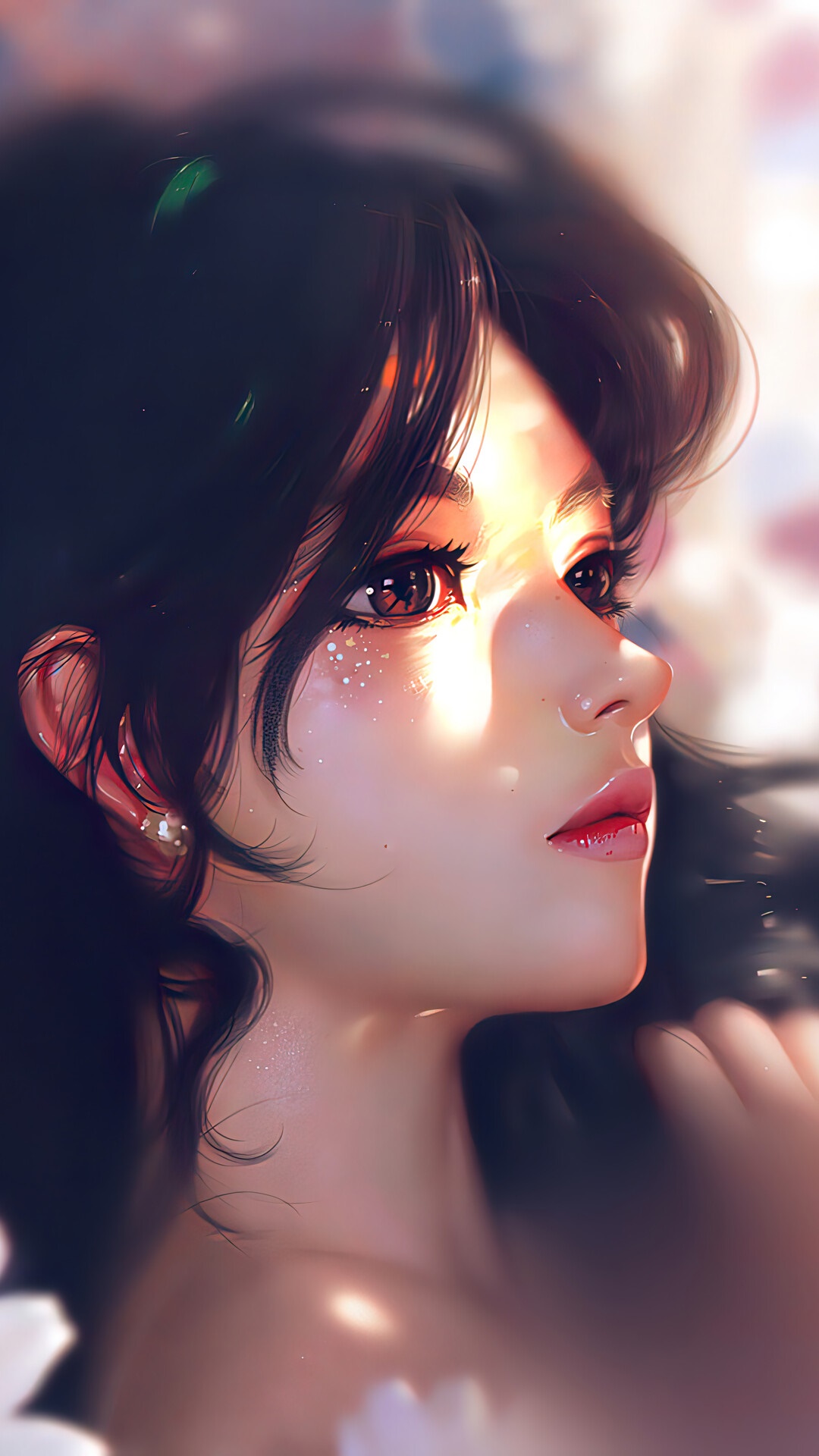 Digital art of a beautiful anime girl HD Phone Wallpaper