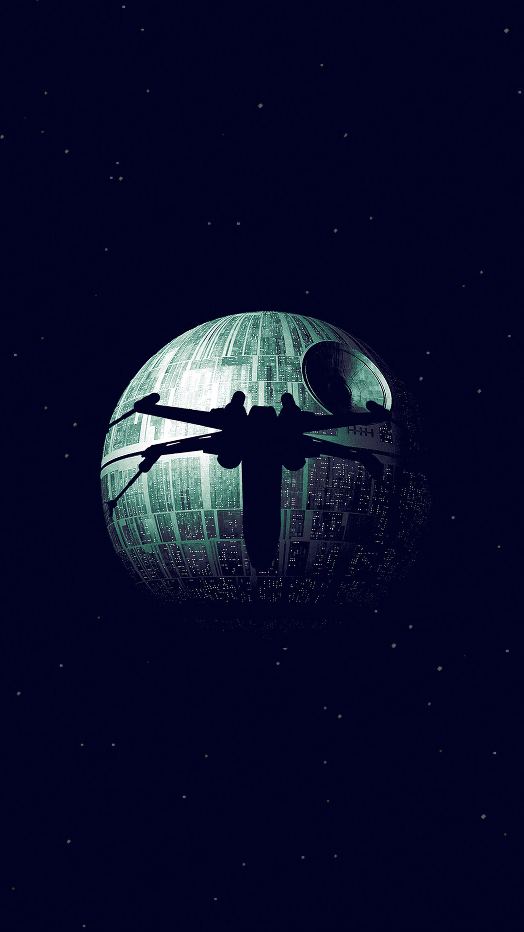 Death Star with X-Wing Starfighter in space HD Phone Wallpaper