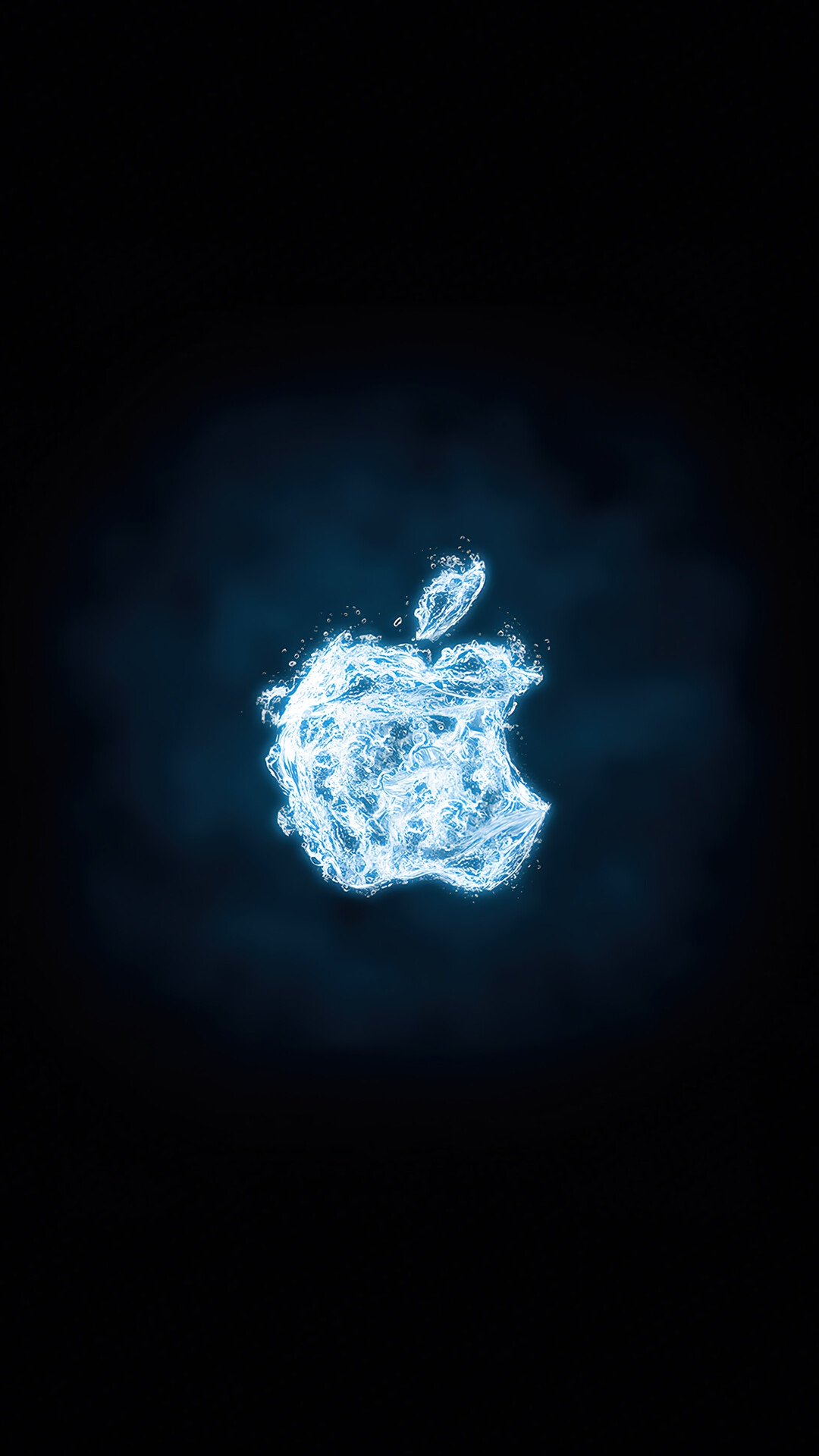 Apple logo made of blue water HD Phone Wallpaper