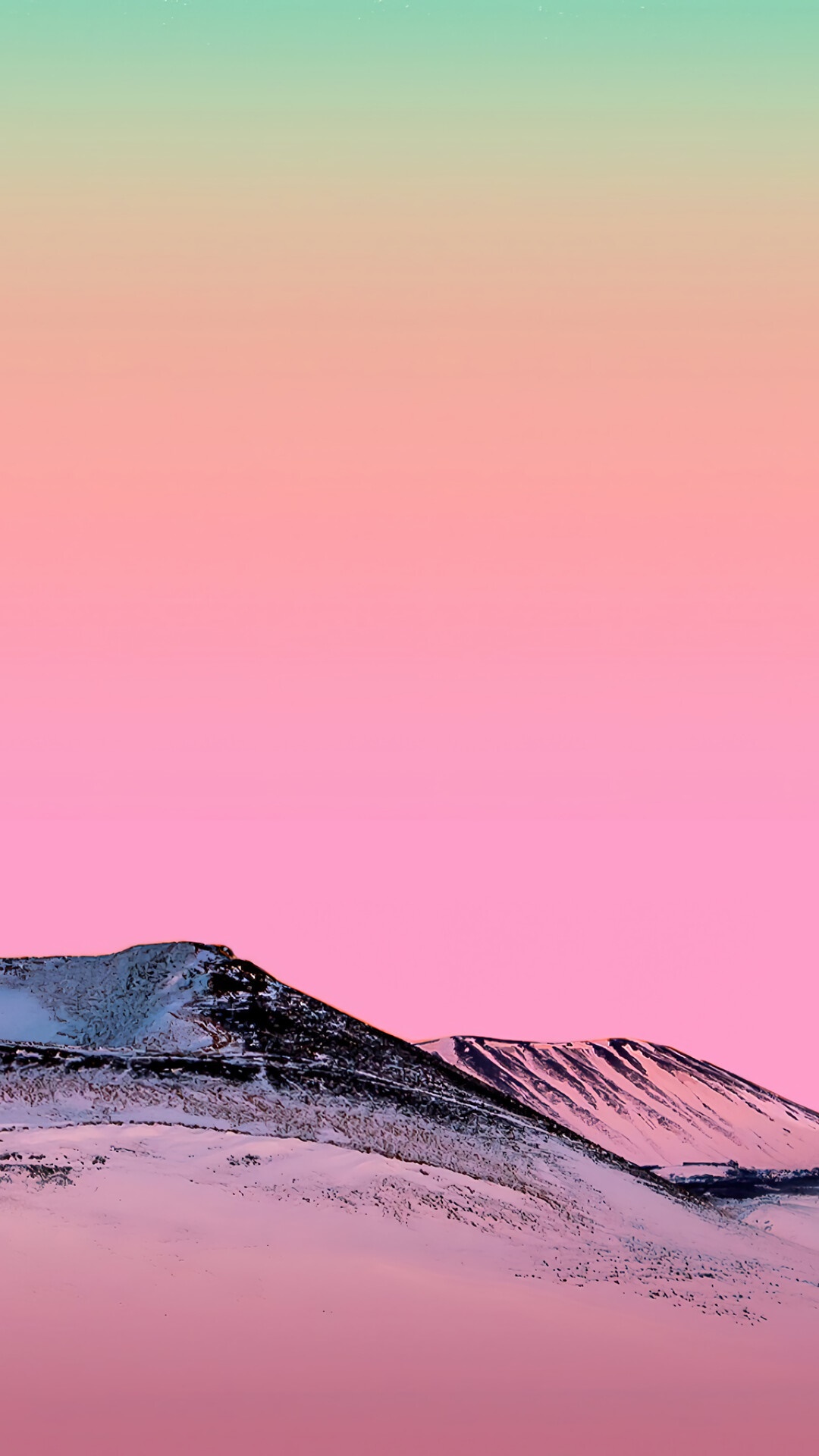 Snowy mountains under a gradient sky HD Phone Wallpaper