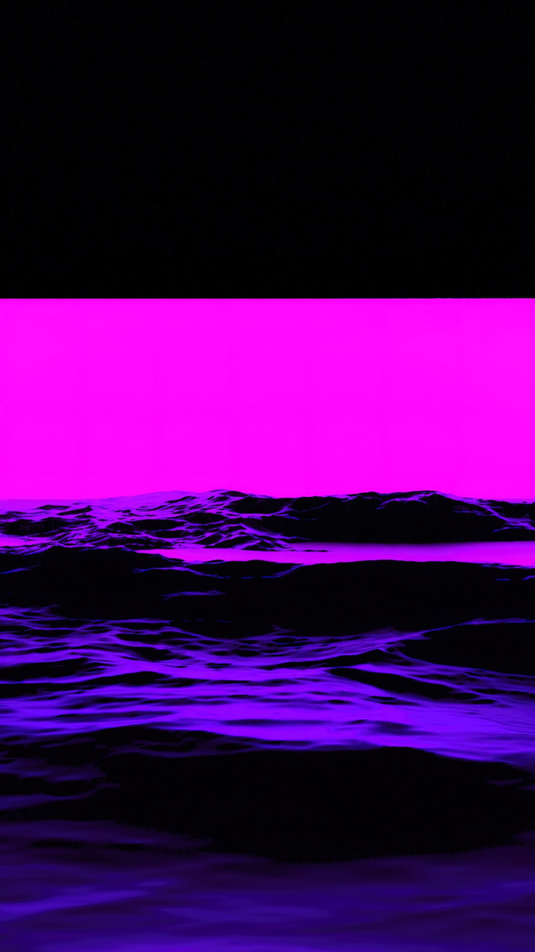 Digital Art of a Neon Ocean with Waves HD Phone Wallpaper