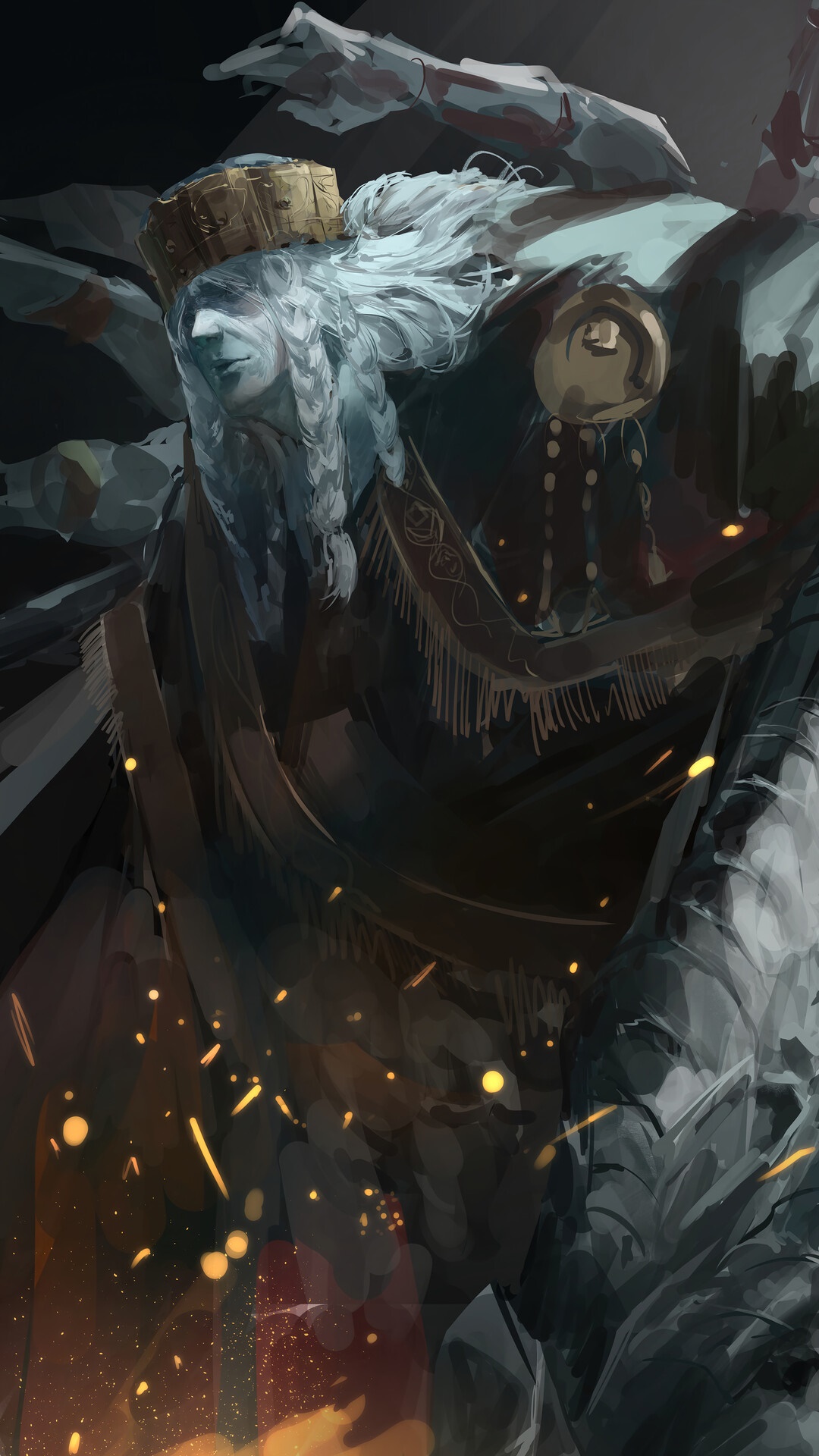 Elden Ring character with crown and braids HD Phone Wallpaper