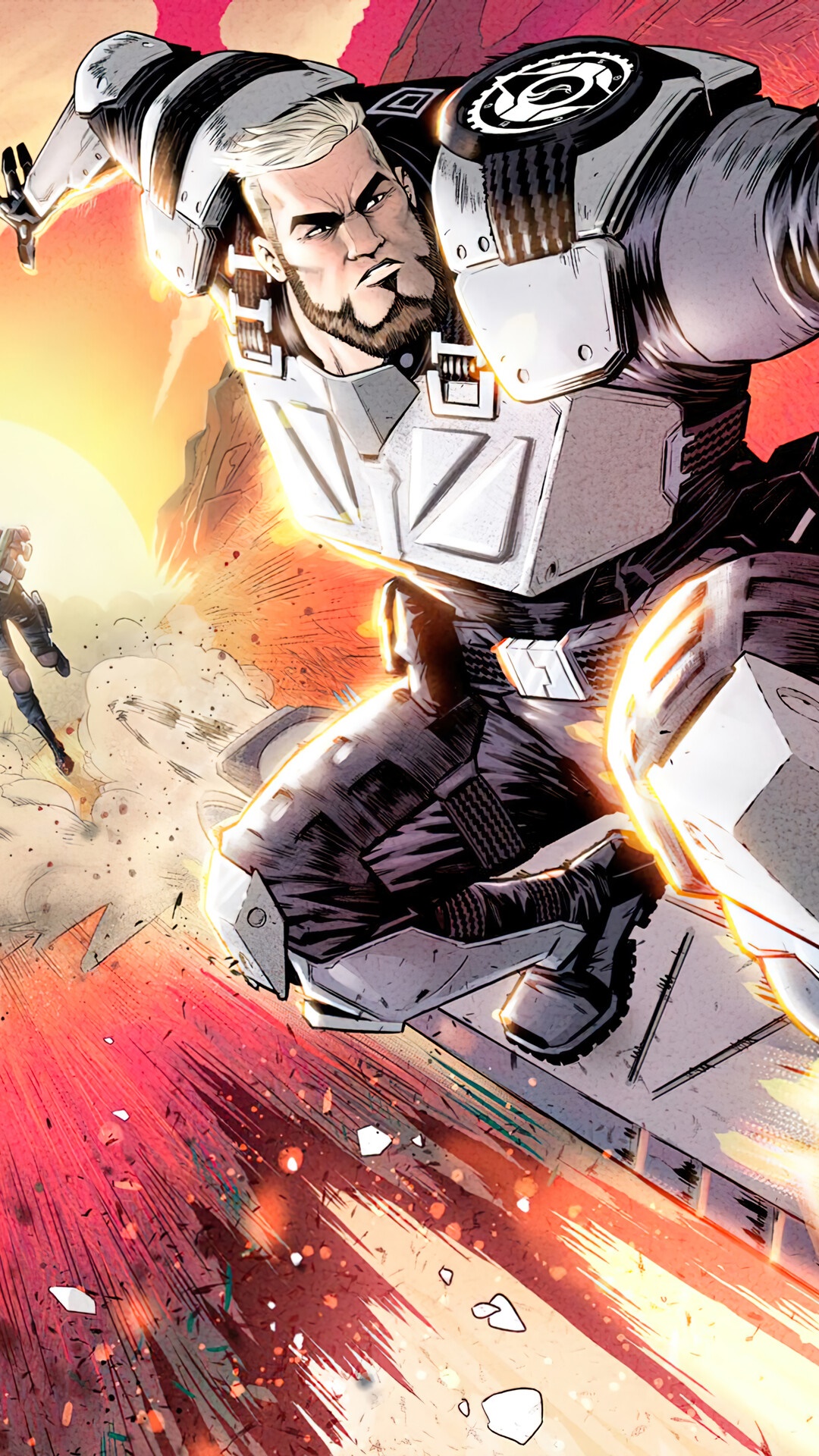 Fortnite character in white armor in a desert landscape HD Phone Wallpaper