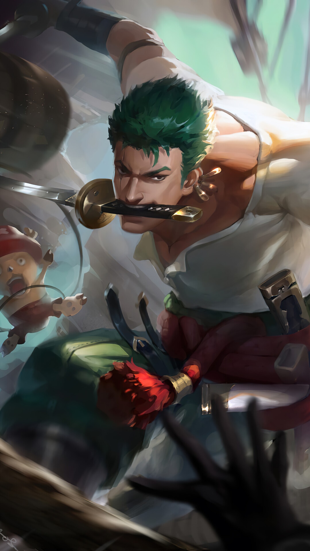 Roronoa Zoro from One Piece in battle HD Phone Wallpaper