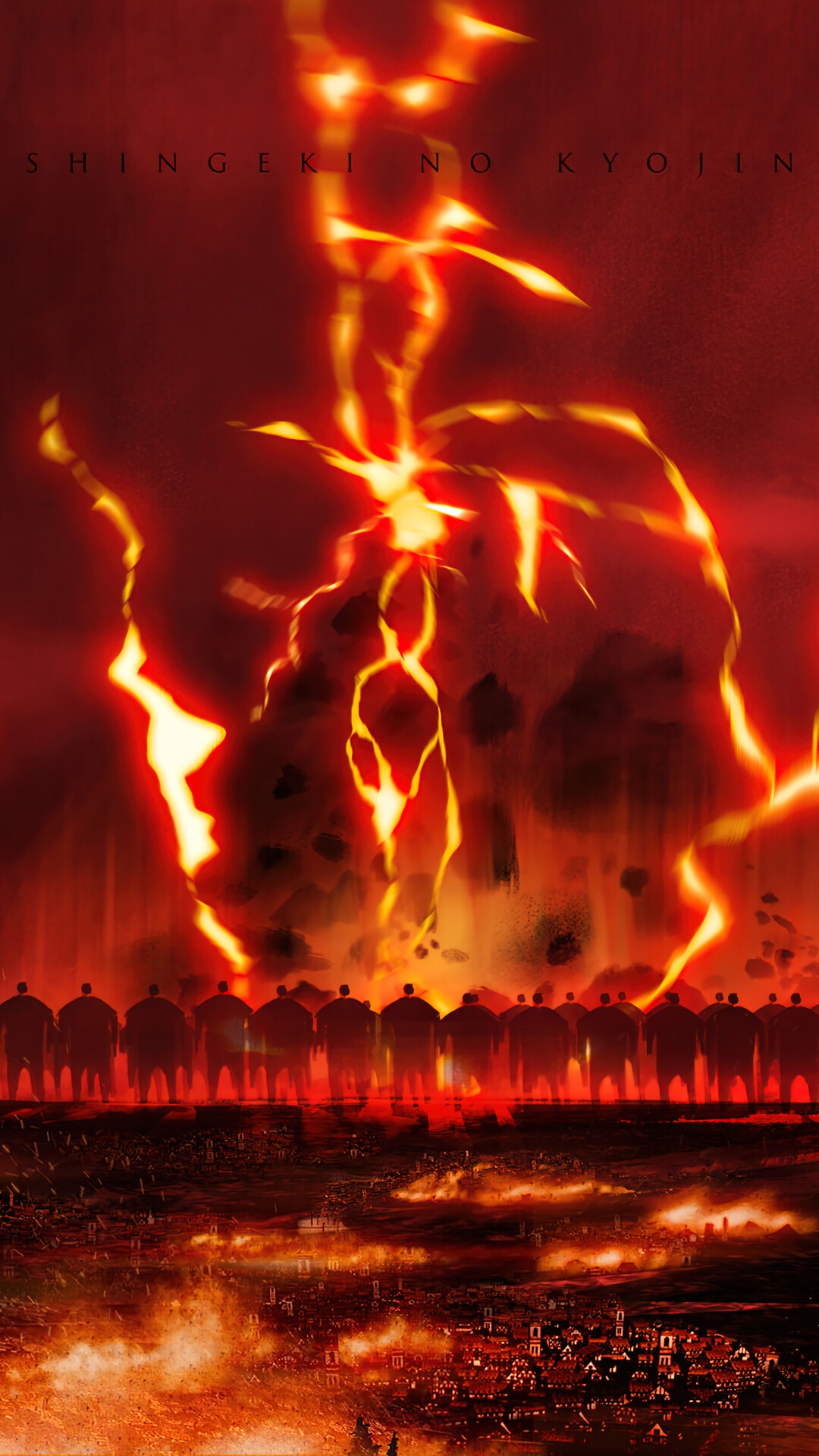 Attack on Titan Shingeki no Kyojin fiery destruction HD Phone Wallpaper