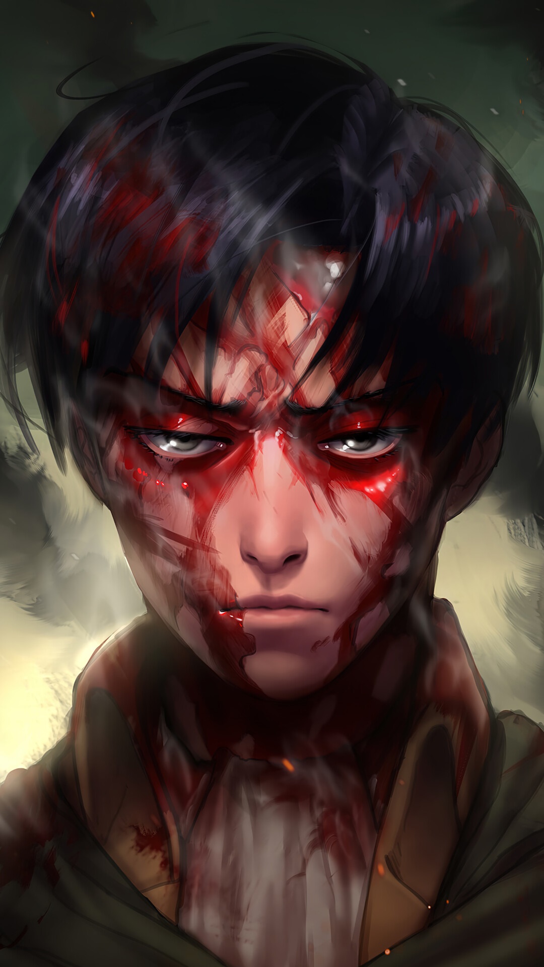 Levi Ackerman from Attack on Titan covered in blood HD Phone Wallpaper
