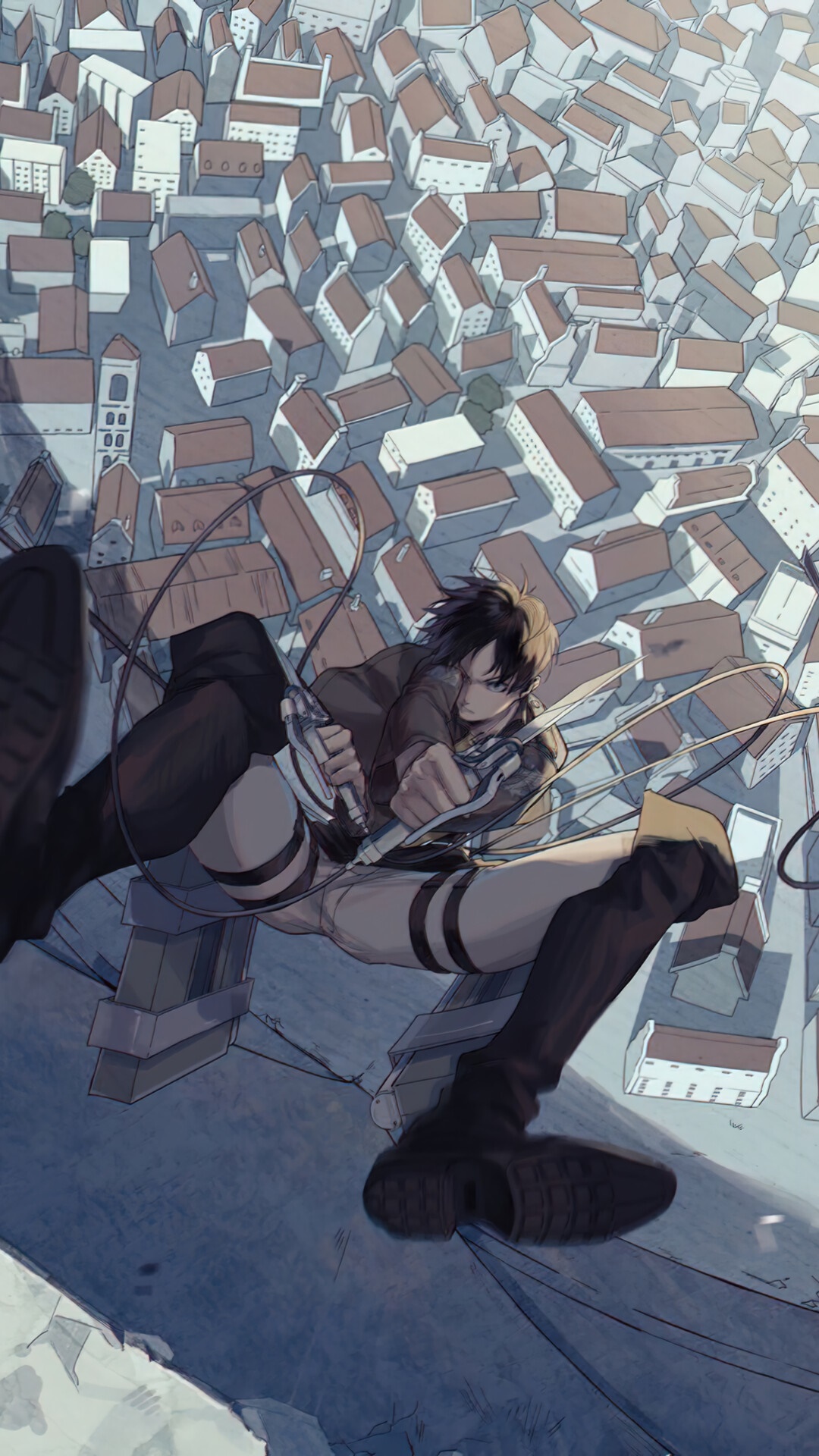 Levi Ackerman from Attack on Titan in a city HD Phone Wallpaper