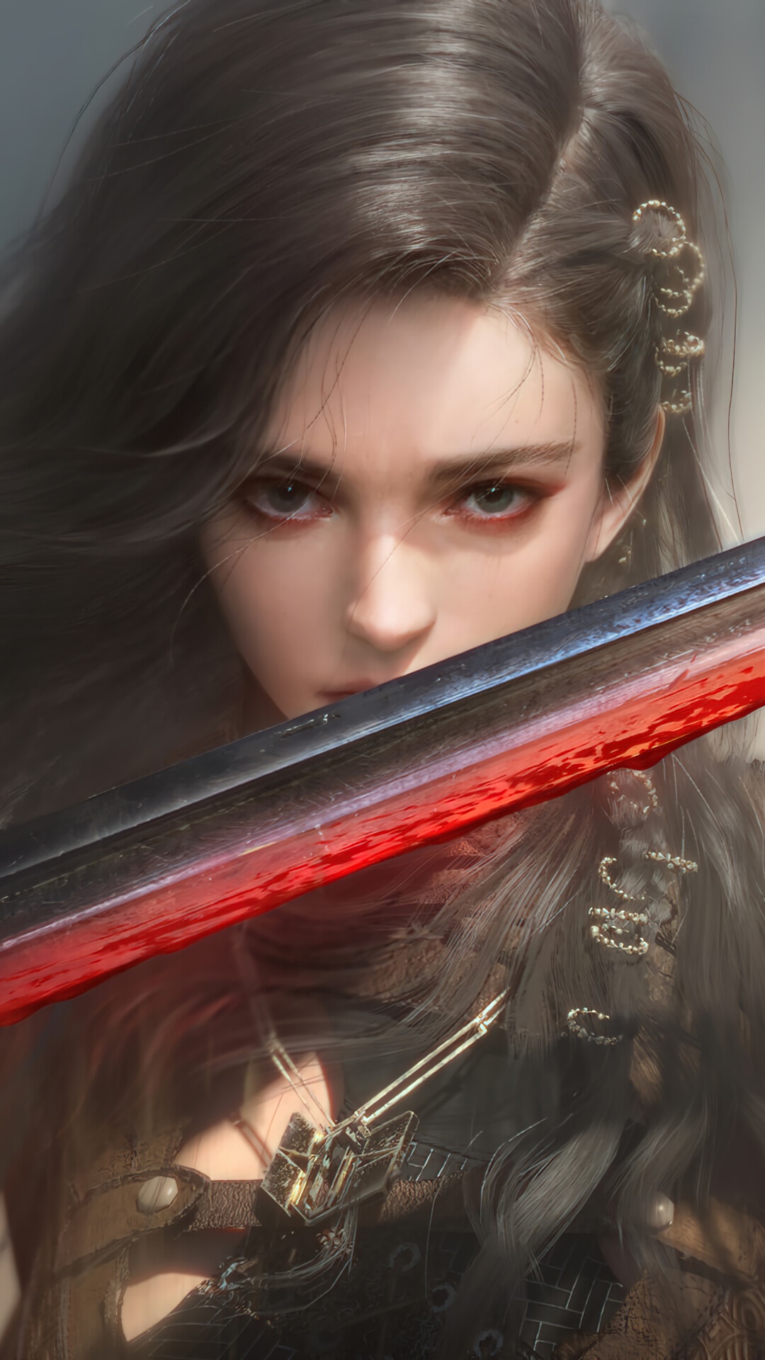 Fantasy warrior girl with sword HD Phone Wallpaper