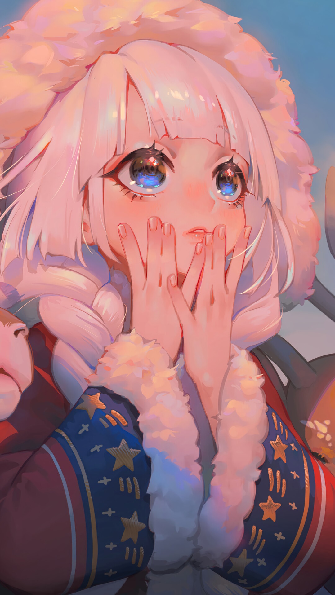 Anime girl with white hair and blue eyes HD Phone Wallpaper