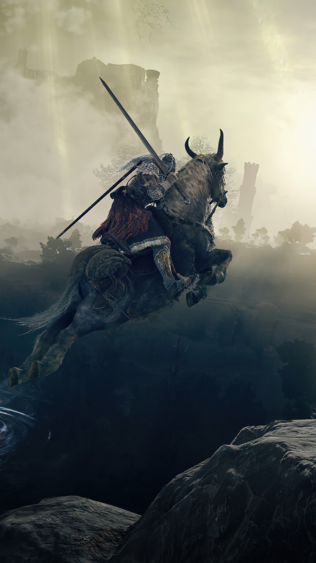 Knight on a horse with a spear in Elden Ring HD Phone Wallpaper