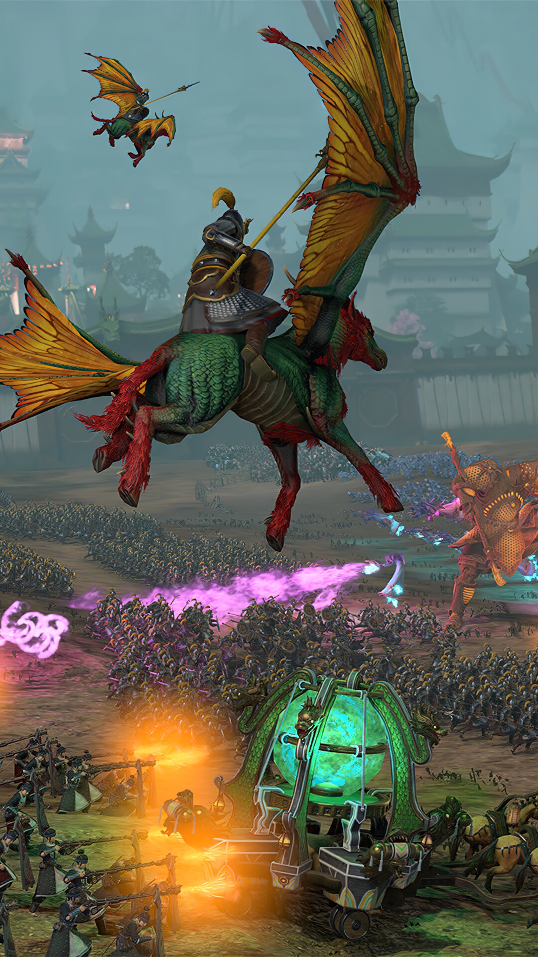 Total War: Warhammer III Dragon Riders Battle HD Phone Wallpaper