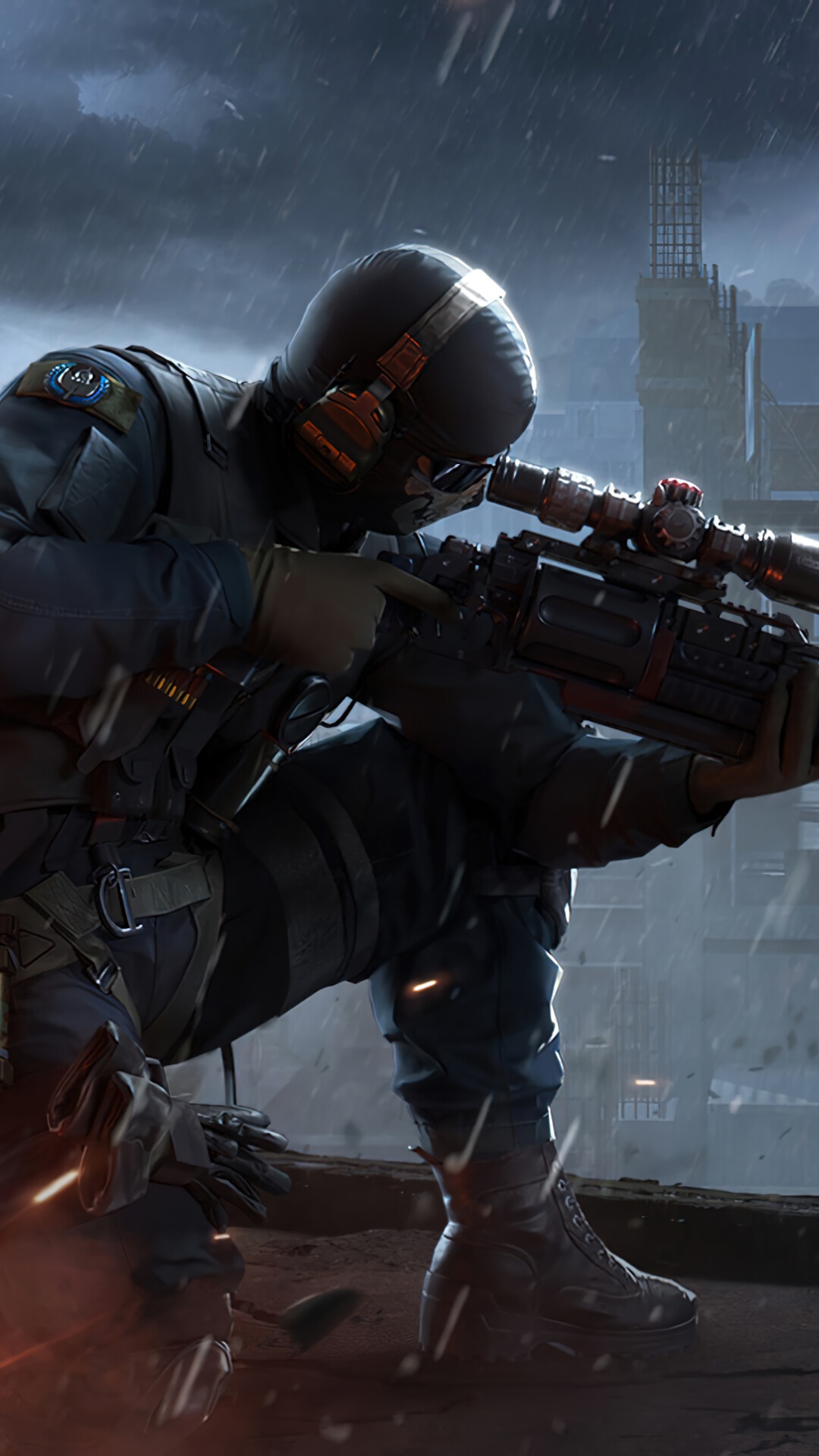 Call of Duty Mobile Tactical Sniper in Rain HD Phone Wallpaper
