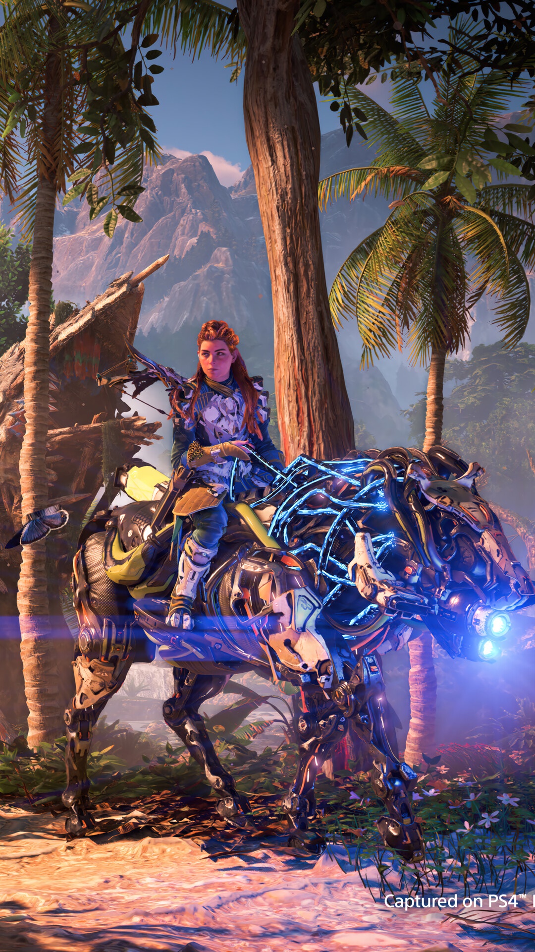 Aloy from Horizon Forbidden West riding a machine HD Phone Wallpaper