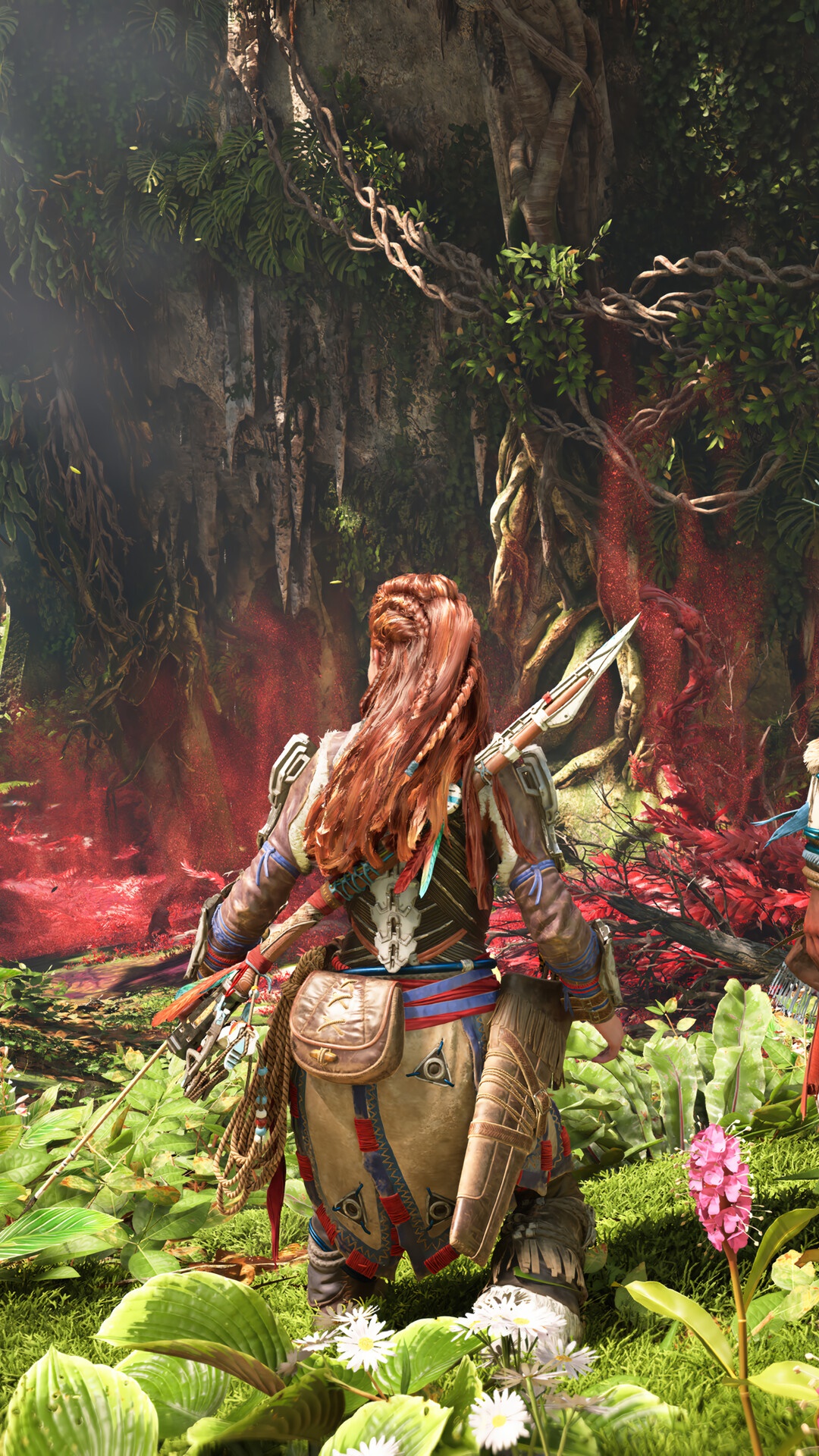 Aloy from Horizon Forbidden West in a forest HD Phone Wallpaper