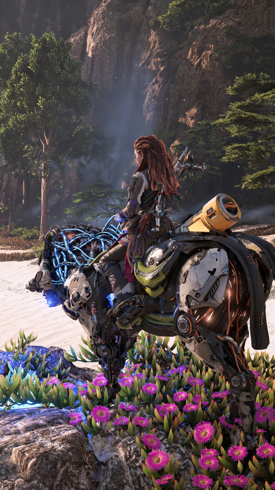 Aloy riding a machine in Horizon Forbidden West HD Phone Wallpaper