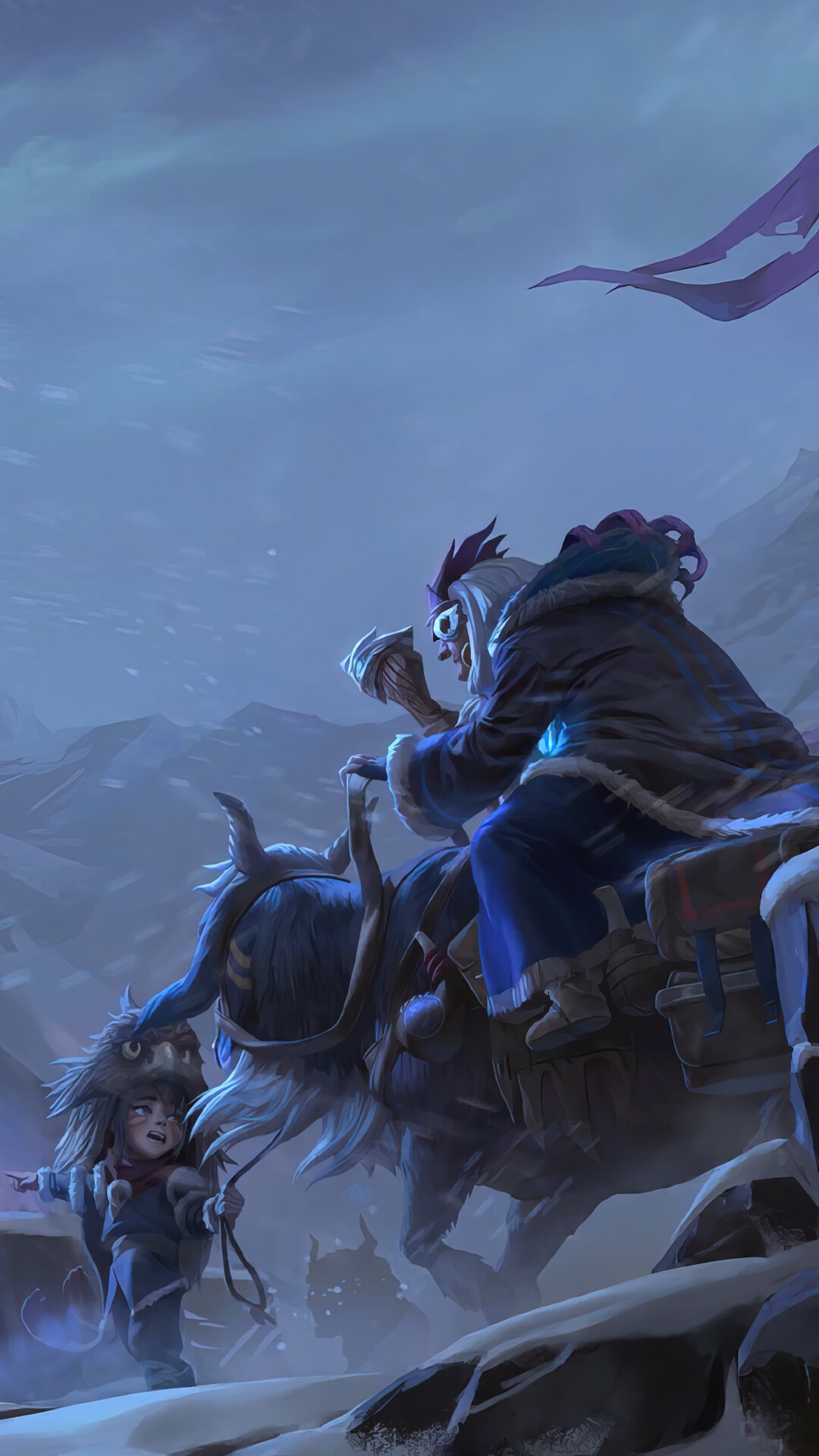 Girl and creature in Legends of Runeterra Freljord HD Phone Wallpaper