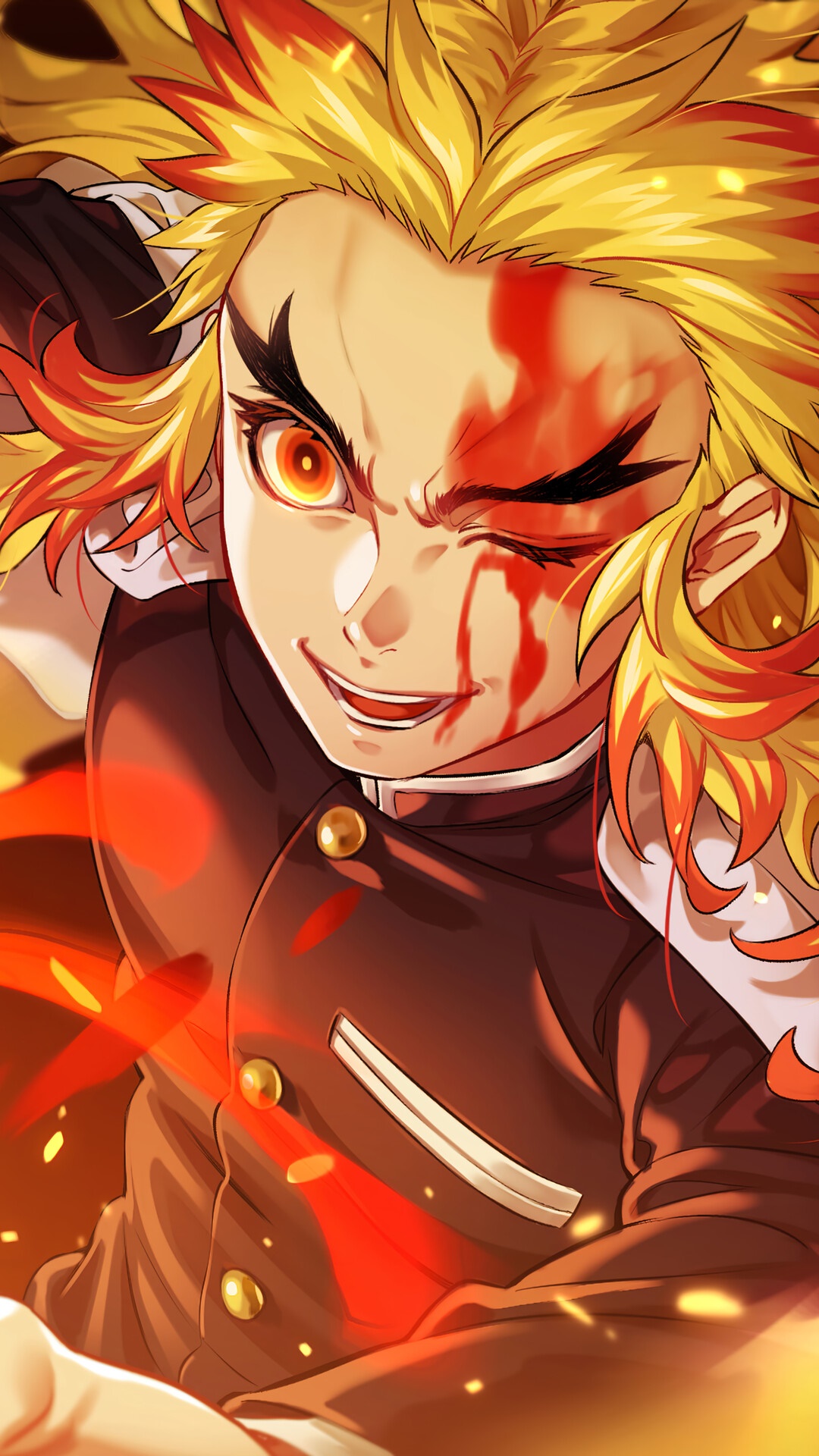 Kyojuro Rengoku from Demon Slayer Kimetsu no Yaiba HD Phone Wallpaper