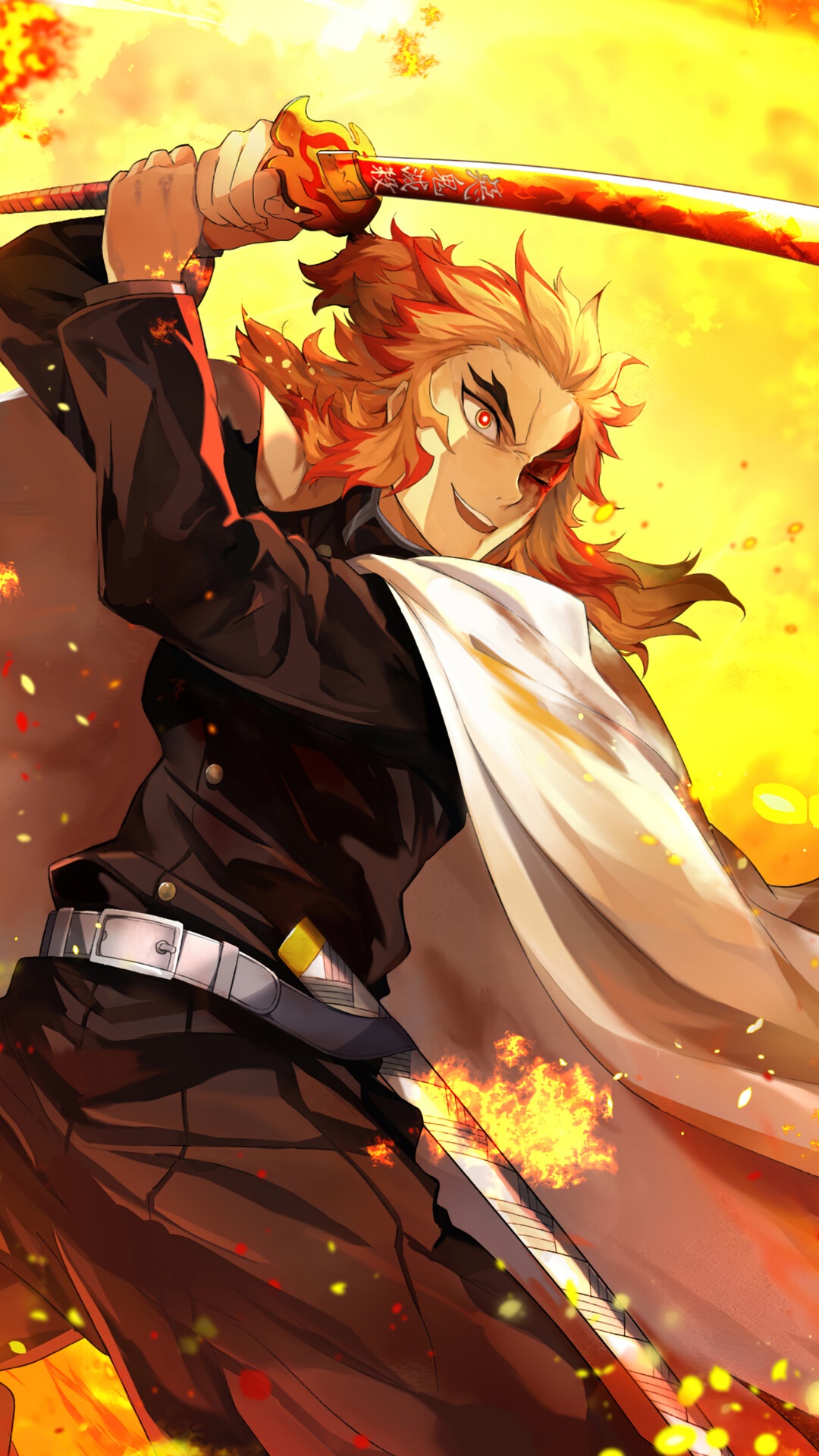 Kyojuro Rengoku from Demon Slayer Kimetsu no Yaiba HD Phone Wallpaper