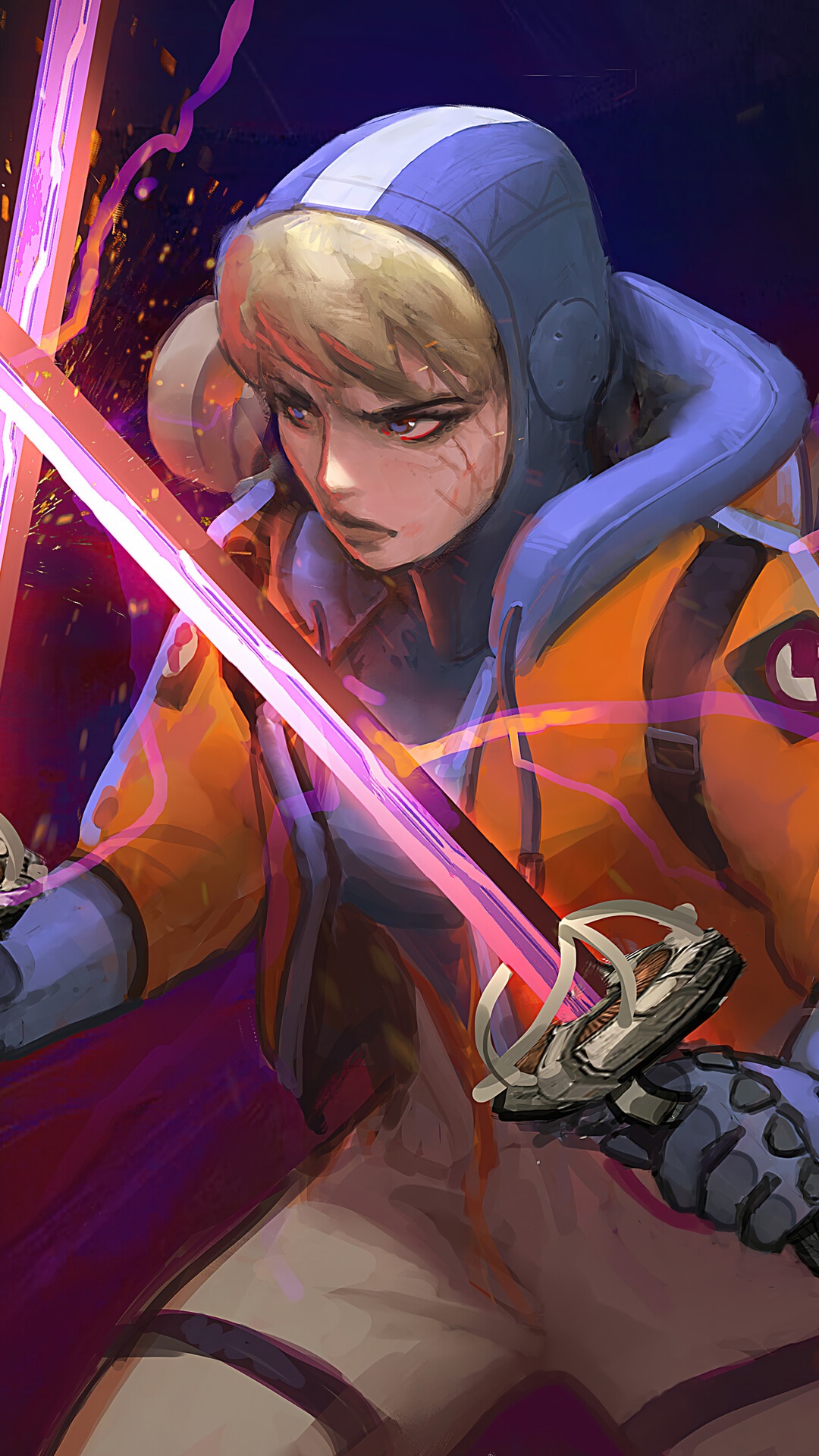 Wattson from Apex Legends with energy swords HD Phone Wallpaper