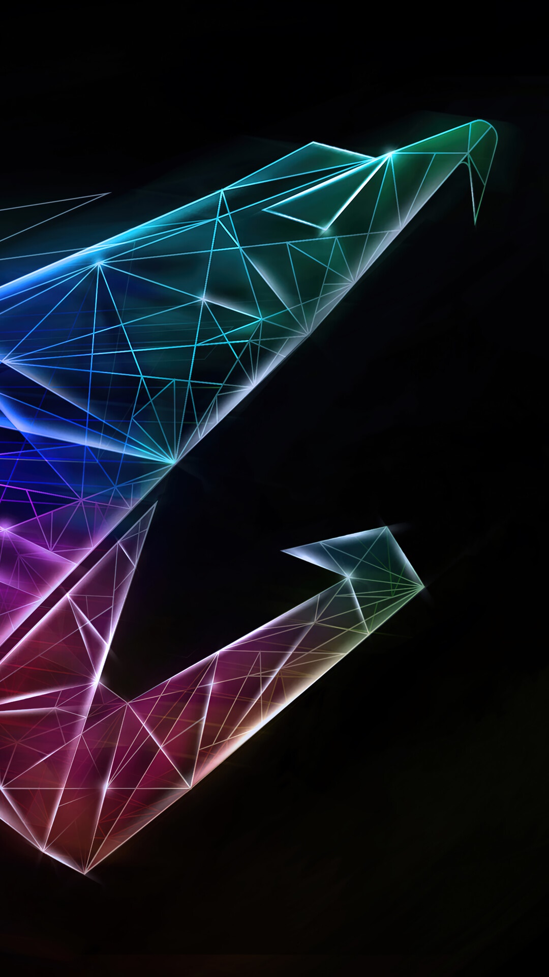 AORUS digital art with geometric patterns and neon lights HD Phone Wallpaper