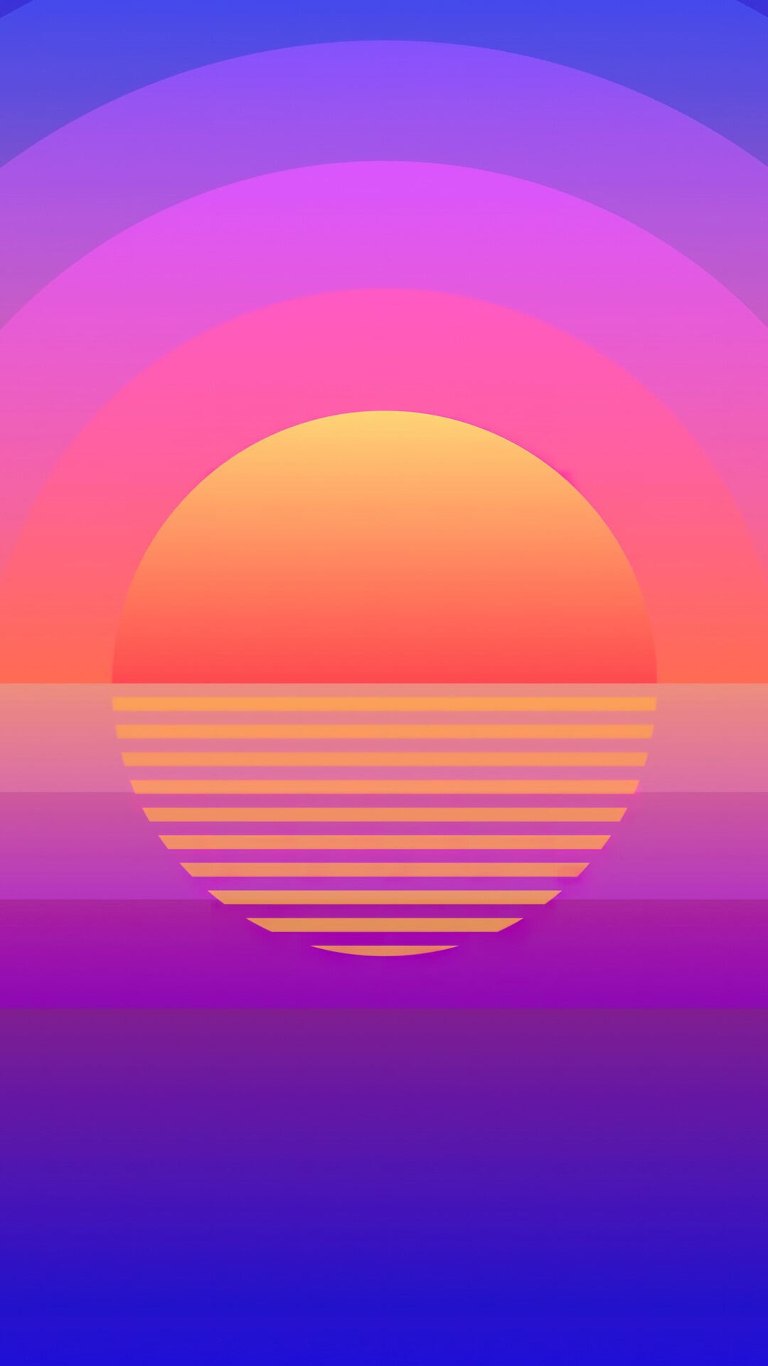 Retro Sunset Over Water HD Phone Wallpaper
