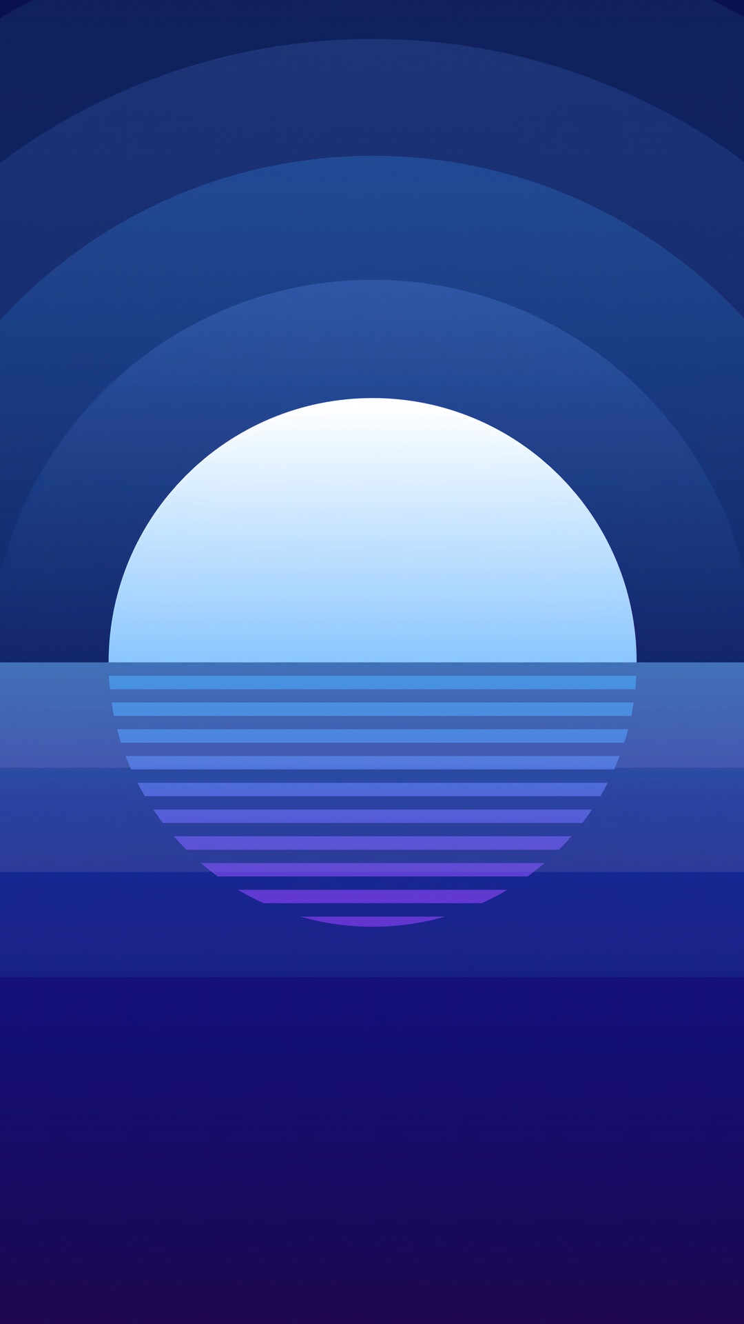 Digital Art of a Retro Sunset Over Water HD Phone Wallpaper