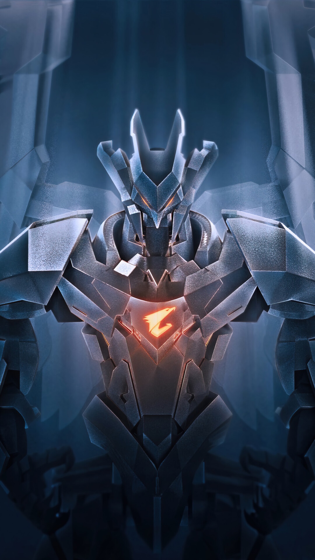 AORUS Robot with Orange Emblem HD Phone Wallpaper