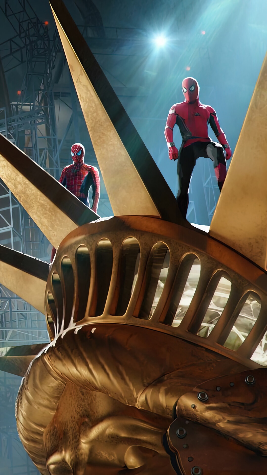 Spider-Man from Spider-Man No Way Home on Statue of Liberty HD Phone Wallpaper