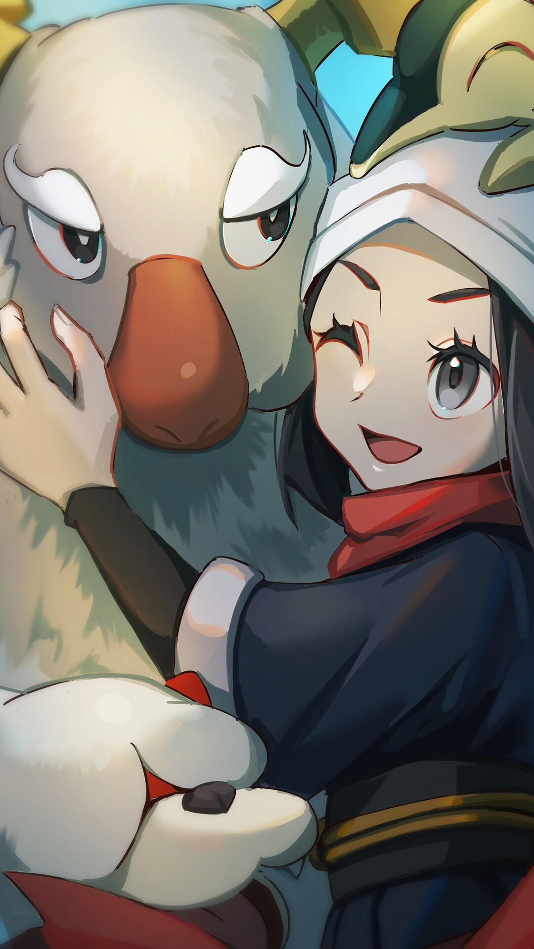 Akari and Wyrdeer from Pokemon Legends: Arceus HD Phone Wallpaper