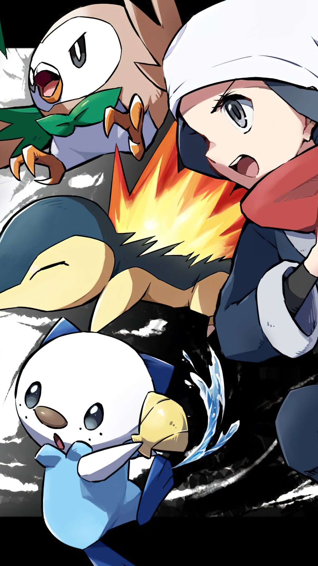 Pokemon Legends: Arceus with Rowlet, Cyndaquil, and Oshawott HD Phone Wallpaper