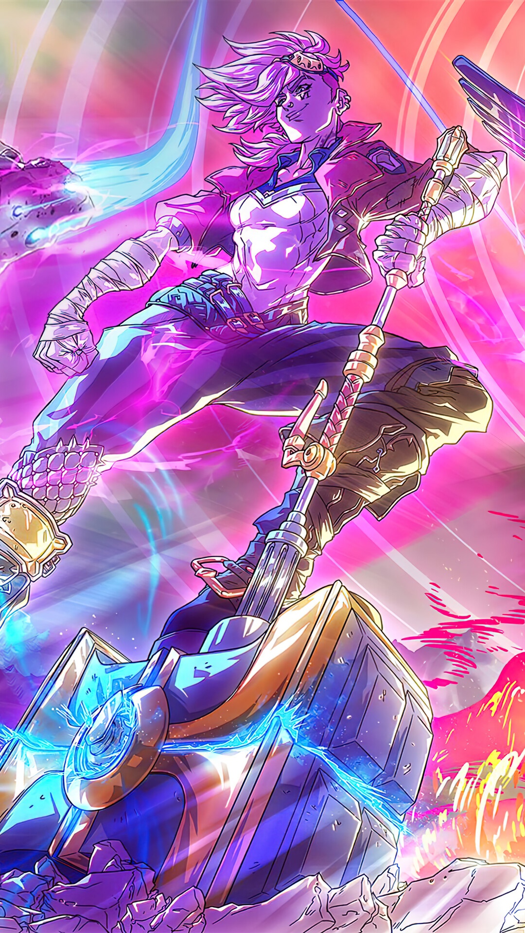 Vi from League of Legends with a hammer HD Phone Wallpaper