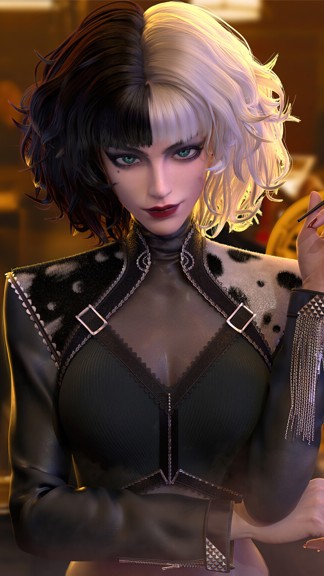Cruella de Vil from Disney CGI HD Phone Wallpaper