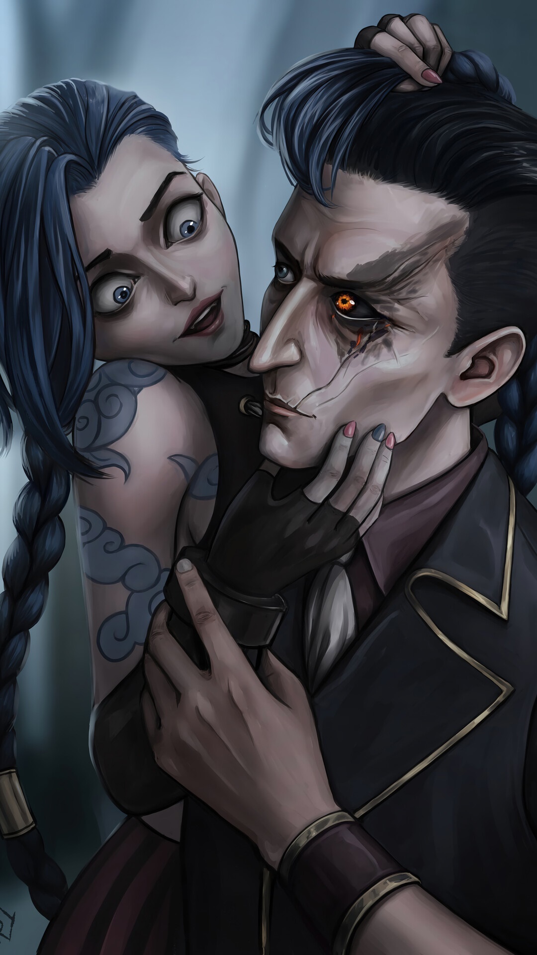 Jinx and Silco from Arcane HD Phone Wallpaper