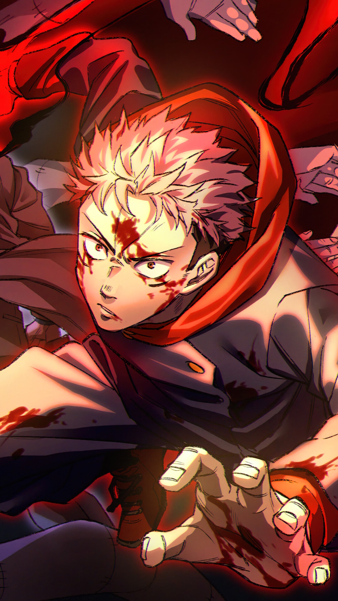 Yuji Itadori from Jujutsu Kaisen covered in blood HD Phone Wallpaper