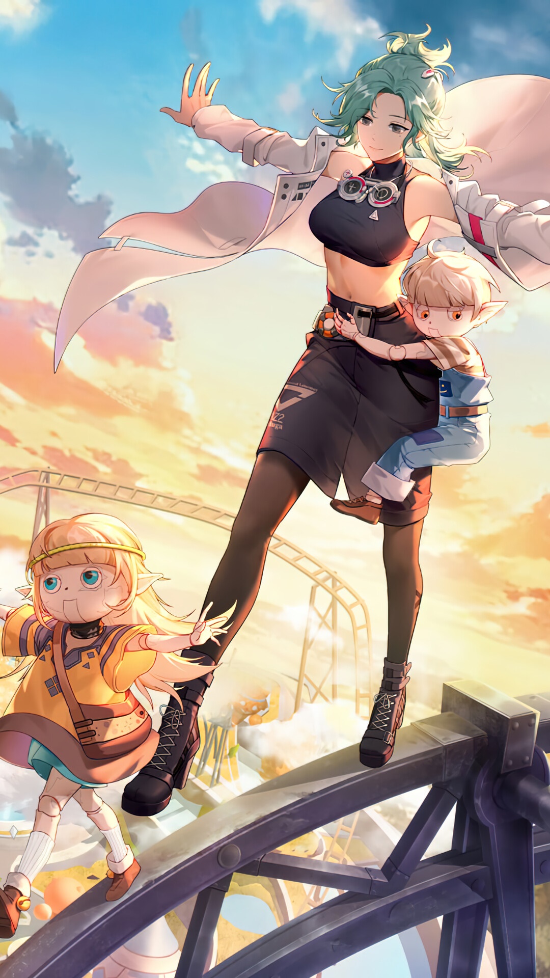 Lin and two children from Tower of Fantasy HD Phone Wallpaper