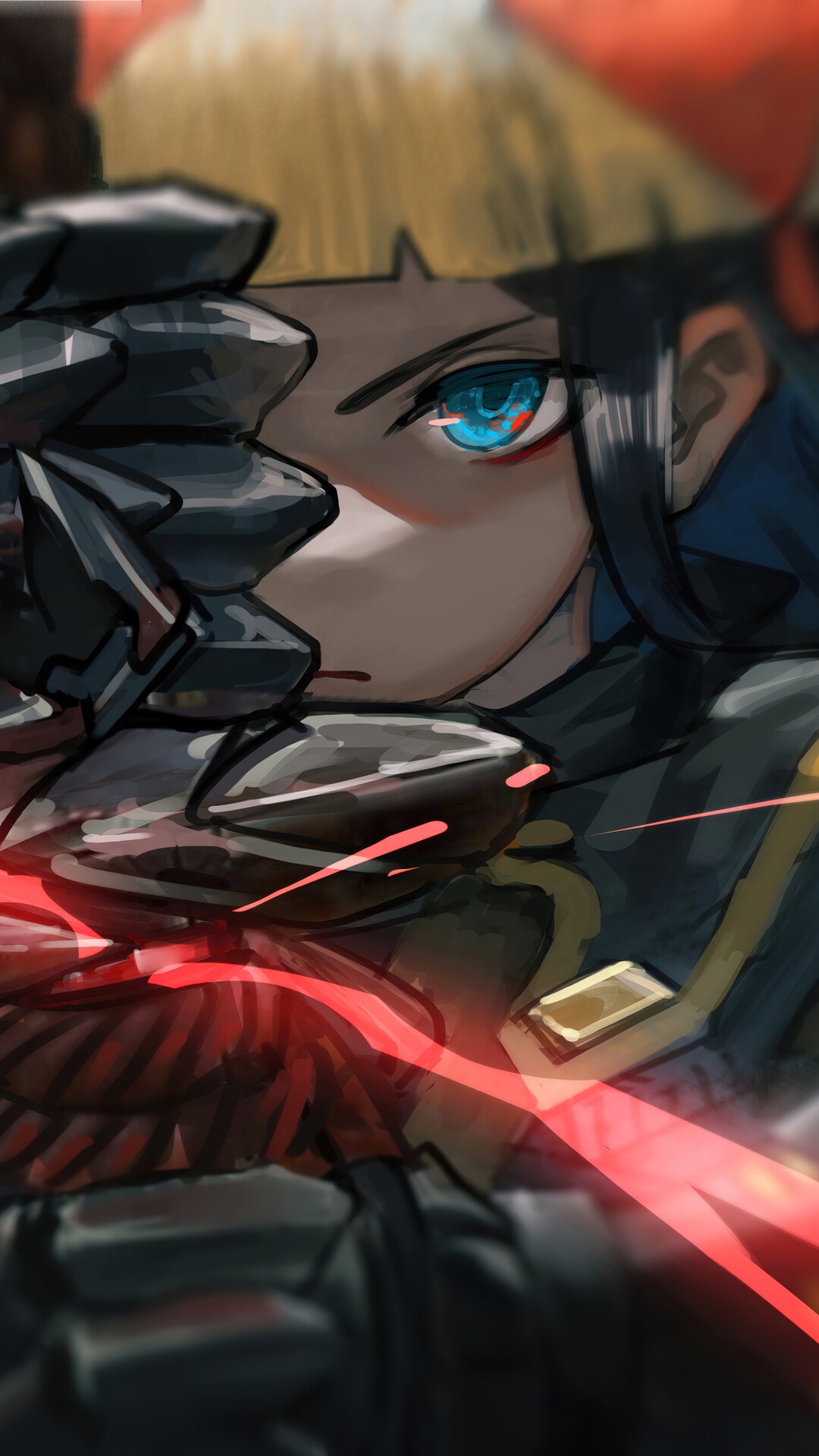 Anime girl with blue eyes and armor HD Phone Wallpaper
