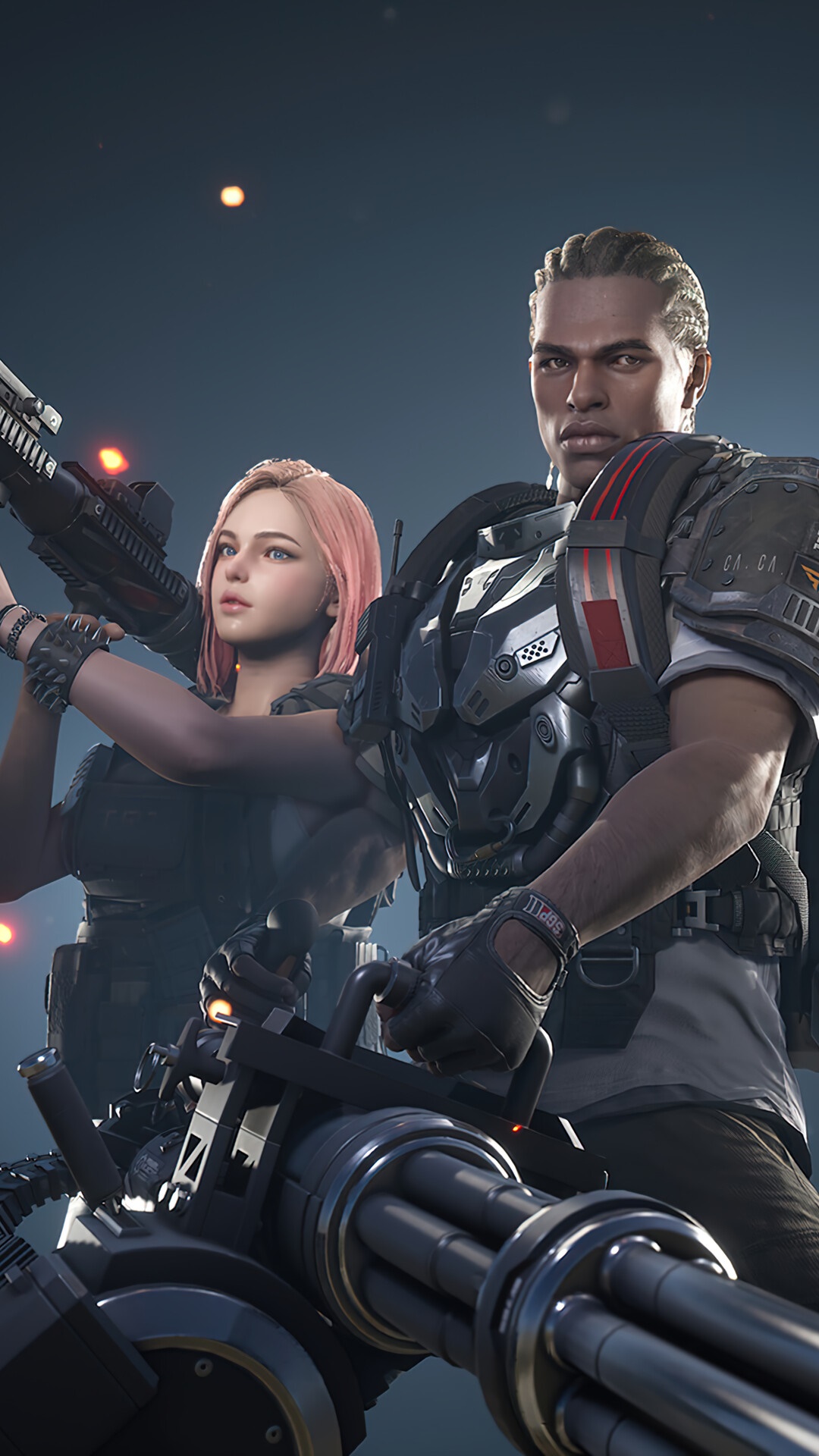 Super People characters with heavy weaponry HD Phone Wallpaper