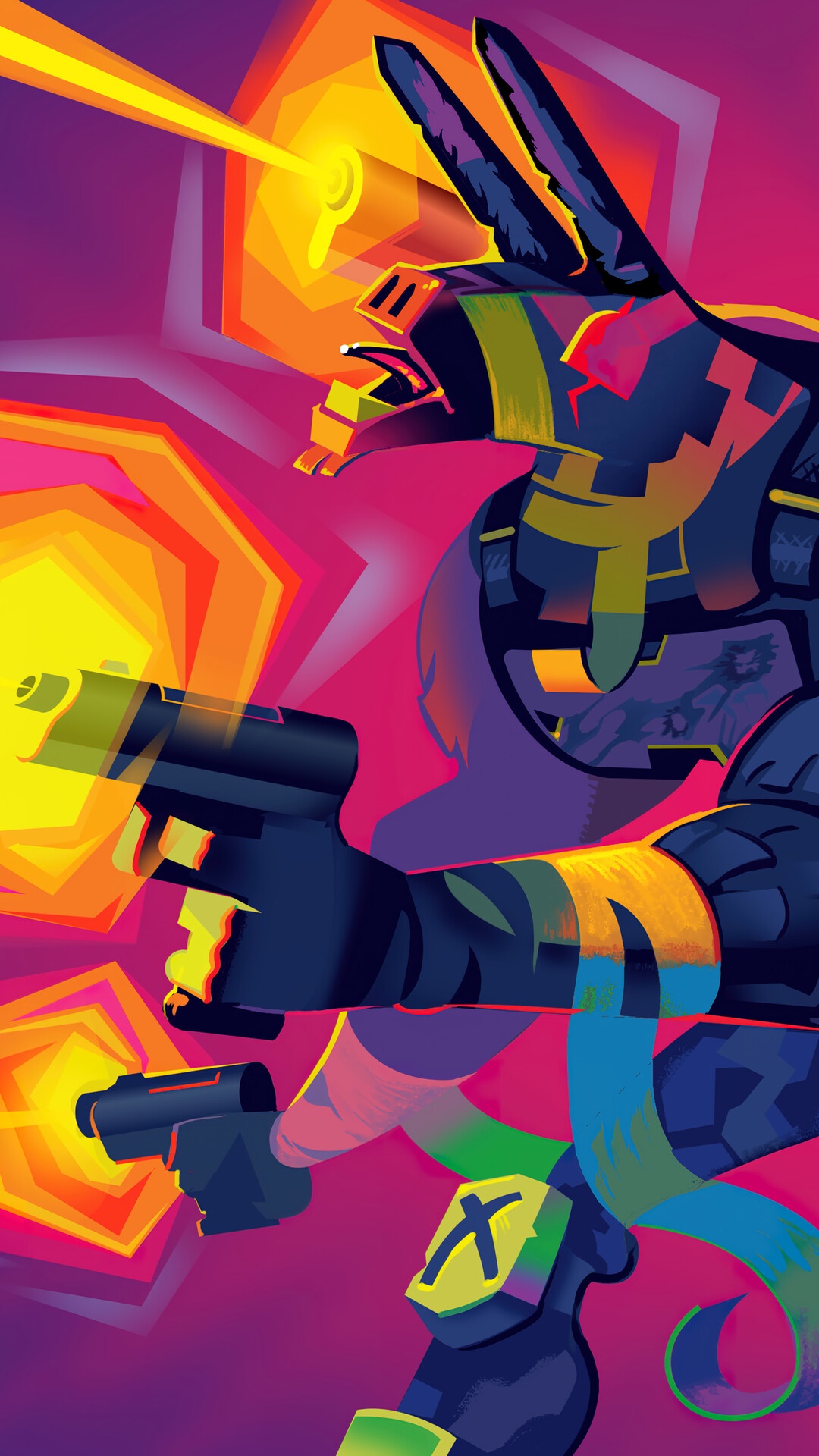 Character from Fortnite shooting guns HD Phone Wallpaper
